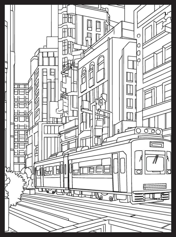 Public Transportation Coloring page vector