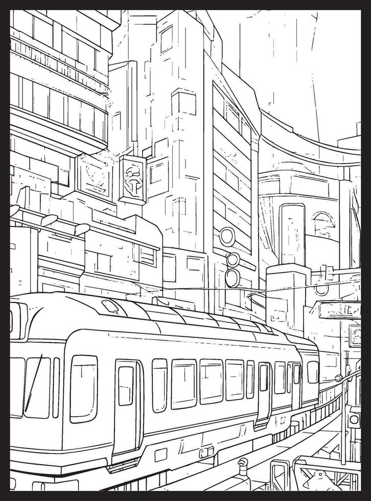 Public Transportation Coloring page vector