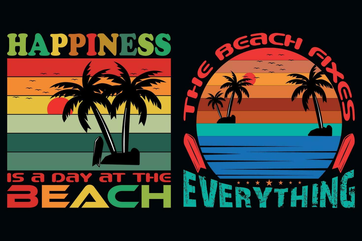 Happiness is a day at the beach vector