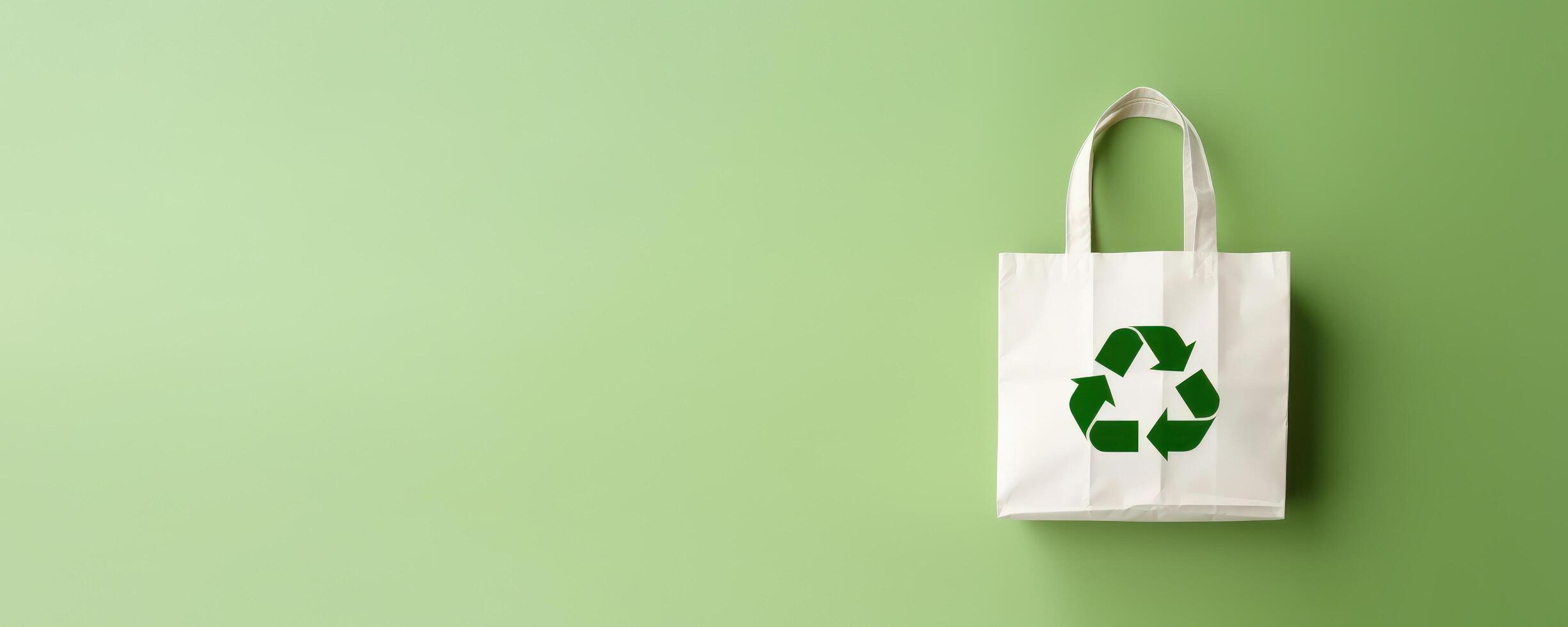 Eco Recycle Bag Concept with Copy Space, No Plastic Bag, Stop Using Disposable Package. photo