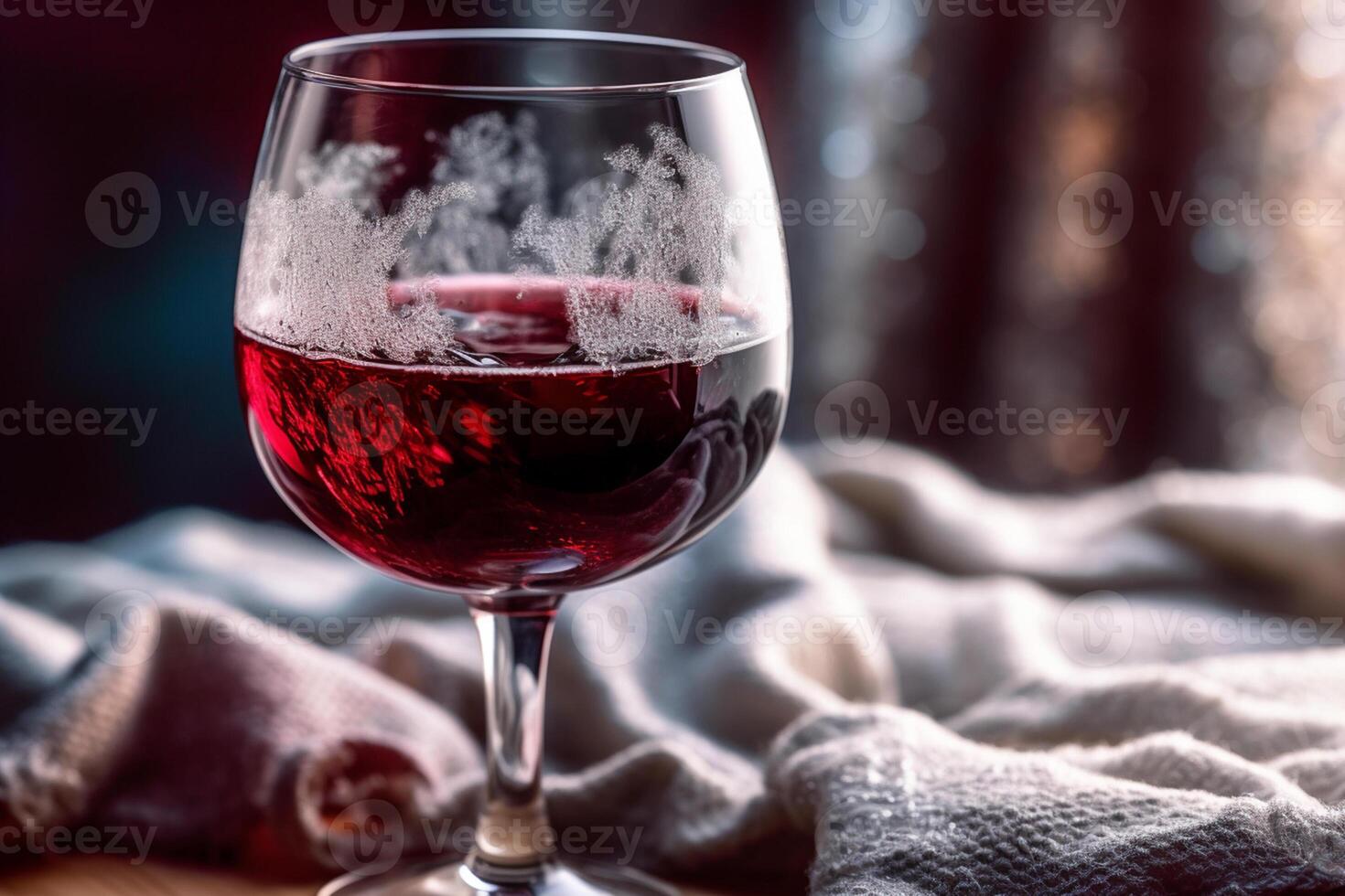 Red Wine in a Crystal Glass, Close-up Shot, photo