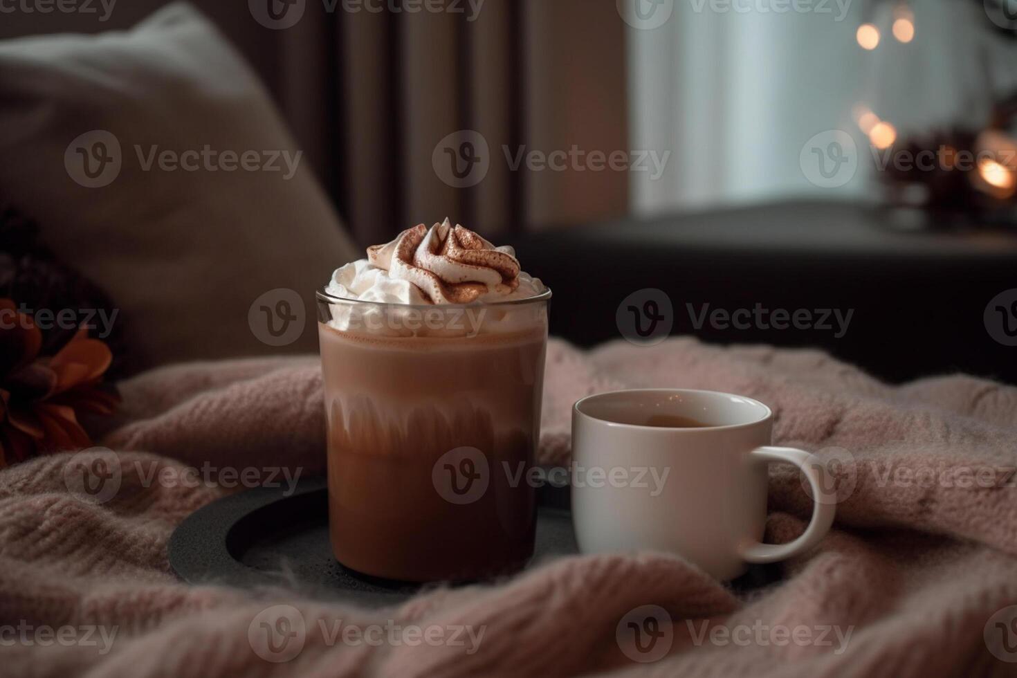 Chilled Coffee with Chocolate and Cream, Mid-angle Shot, photo