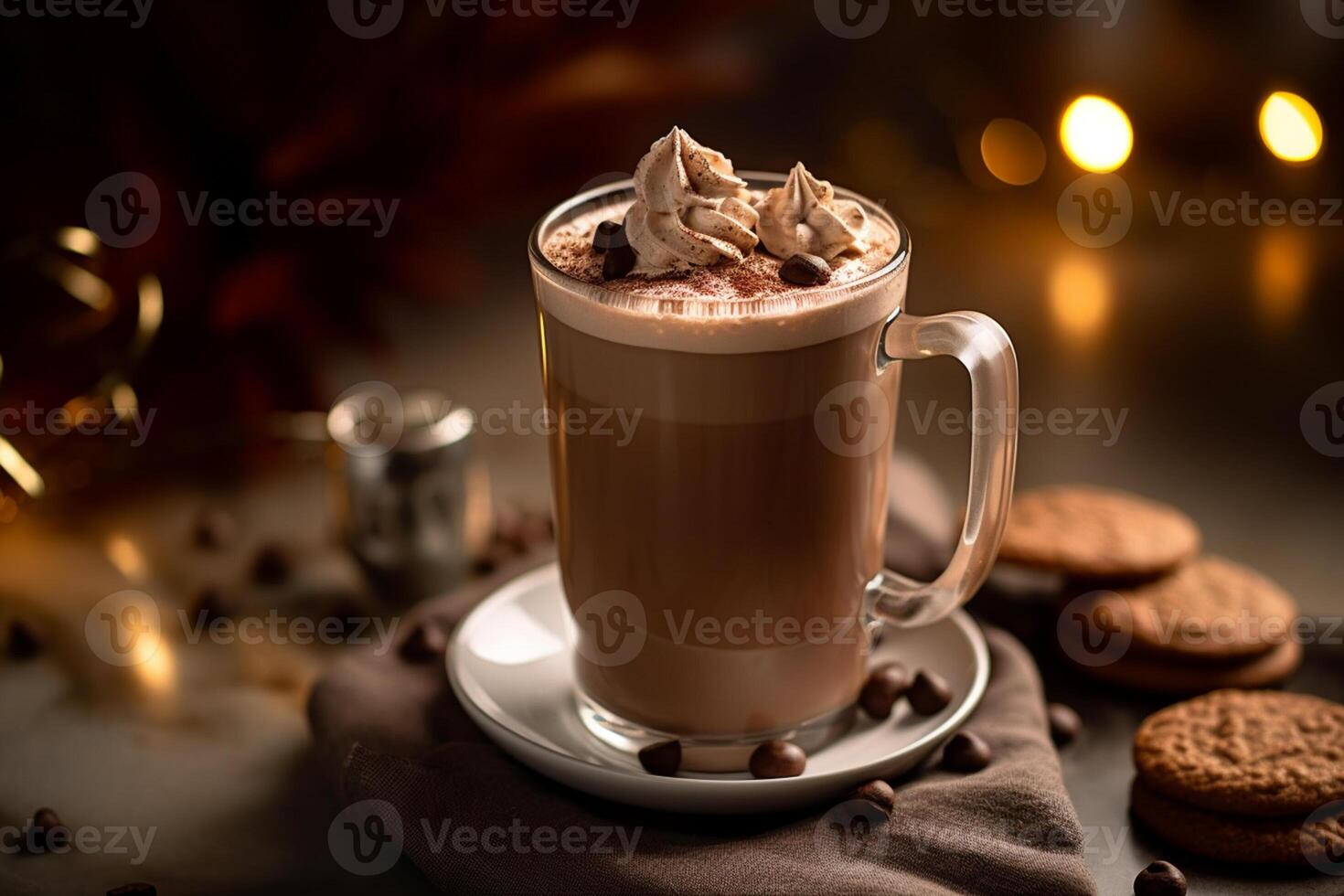 Chilled Coffee with a Chocolate Twist, Close-up Shot, photo