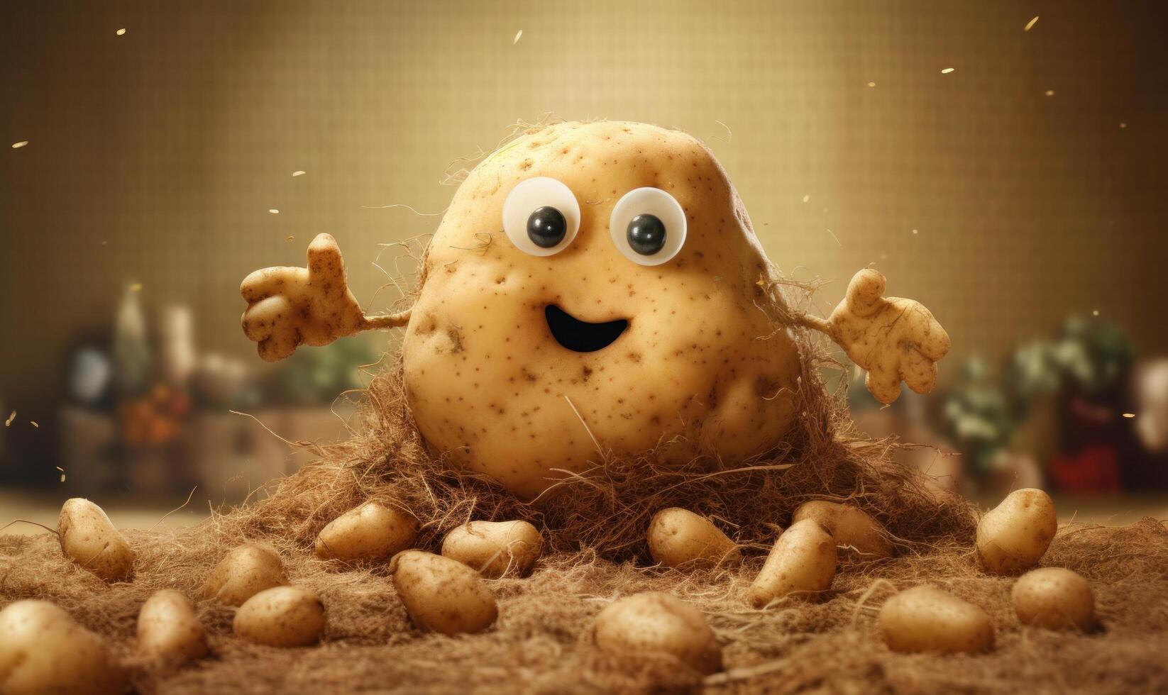 Raw Potota Background For Social Media Advertising, Organic Food for Healthy Nutrition. photo