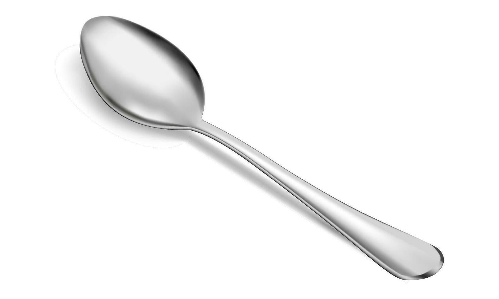 Realistic metal spoon icon isolated on white background. 3d realism. Vector teaspoon illustration isolated on white background.