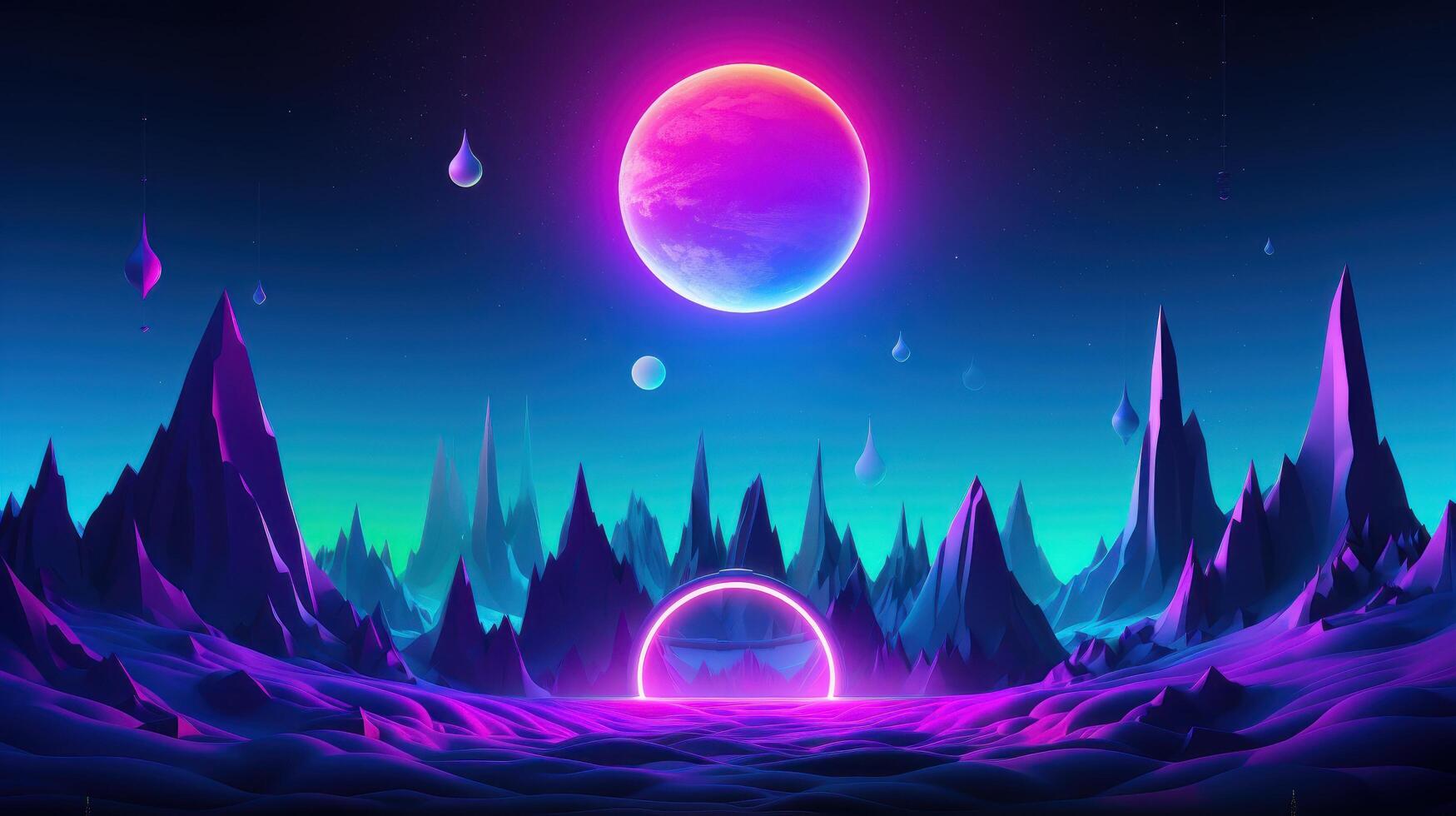 Retro futuristic 1980s Style background, Retro Wave Music Festival. photo
