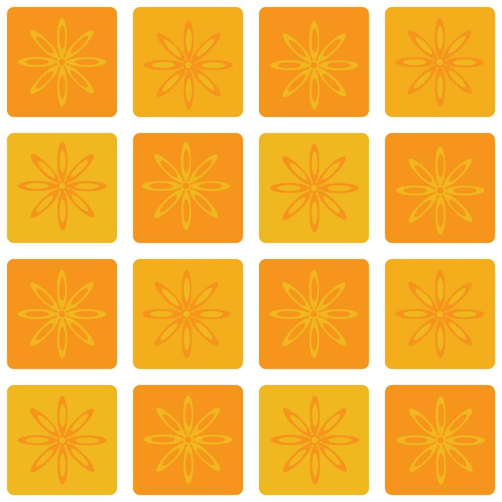 Orange flowers in square pattern vector