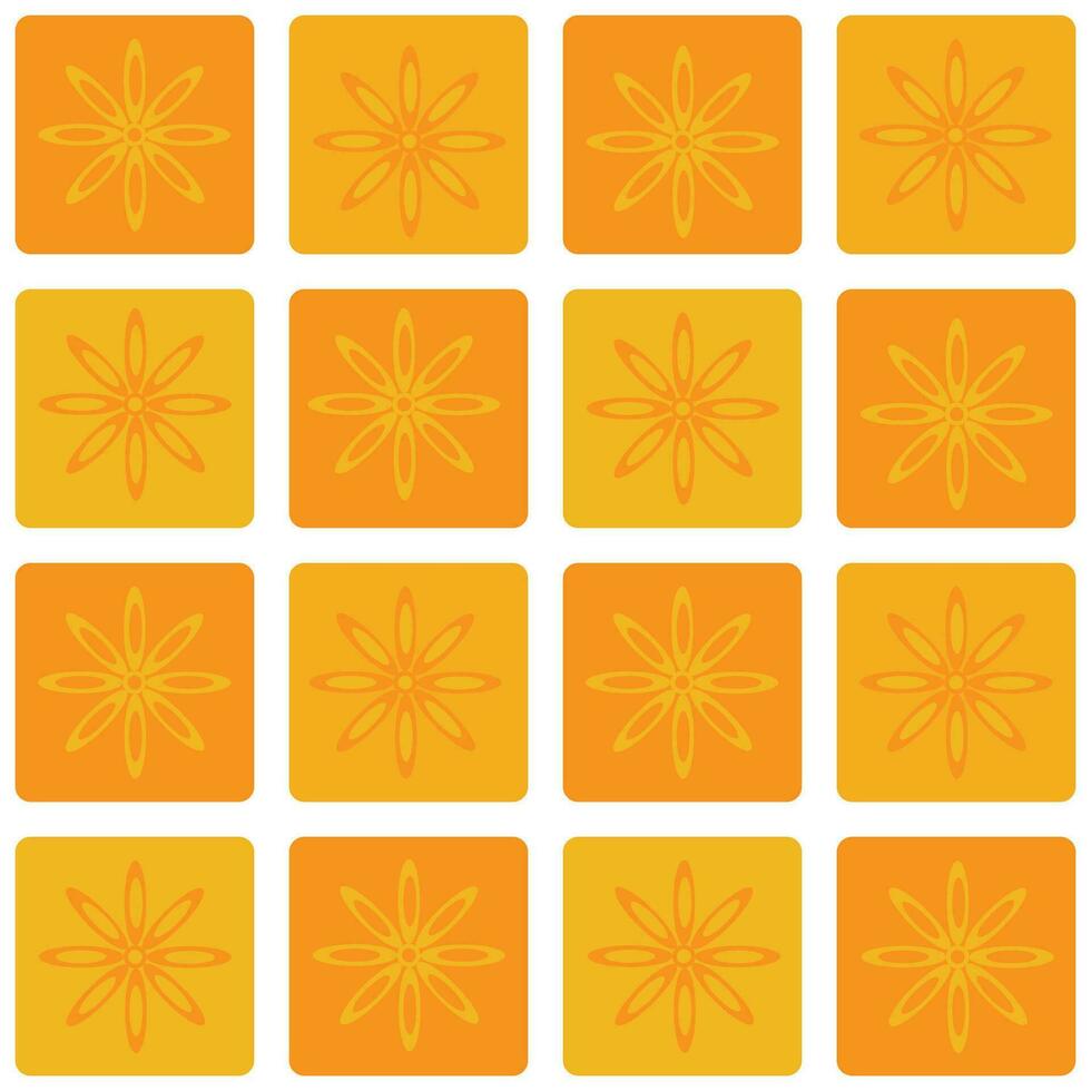 Orange flowers in square pattern vector