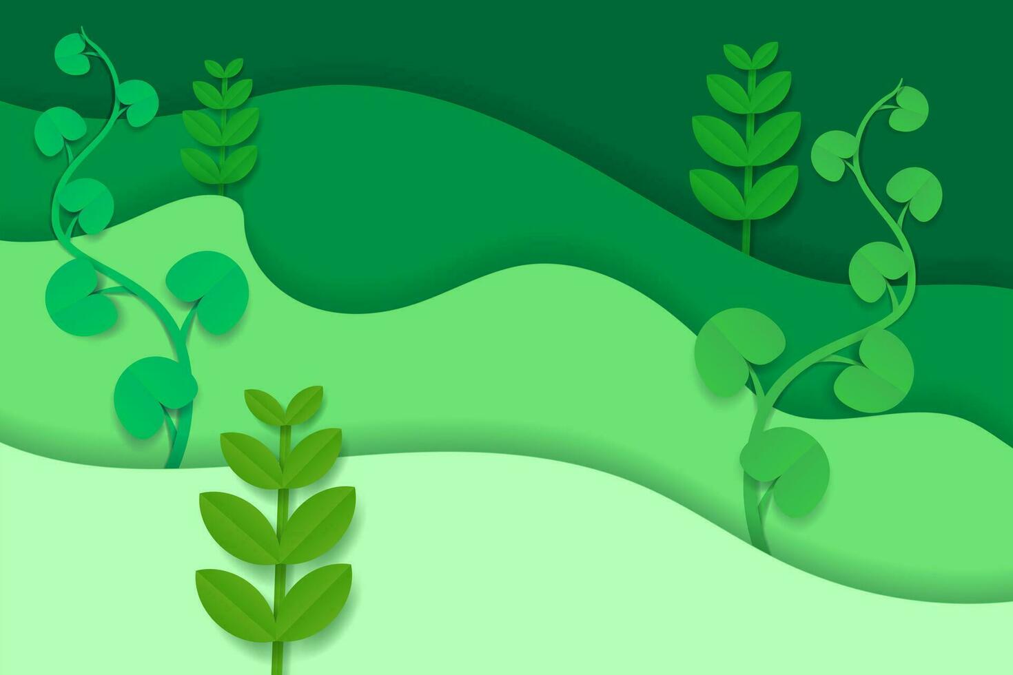 3D abstract background with green paper cut shapes. Vector design layout for business presentations