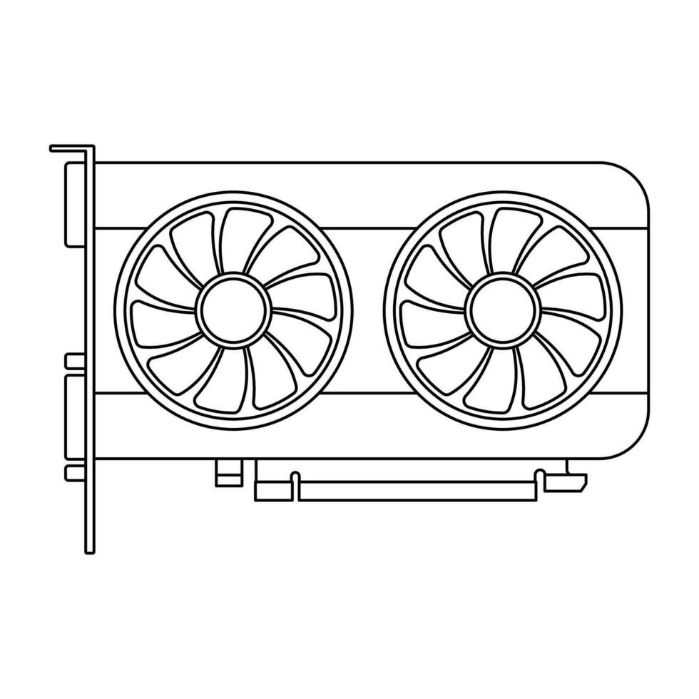 Graphics Processing unit or GPU computer vector illustration, outline design