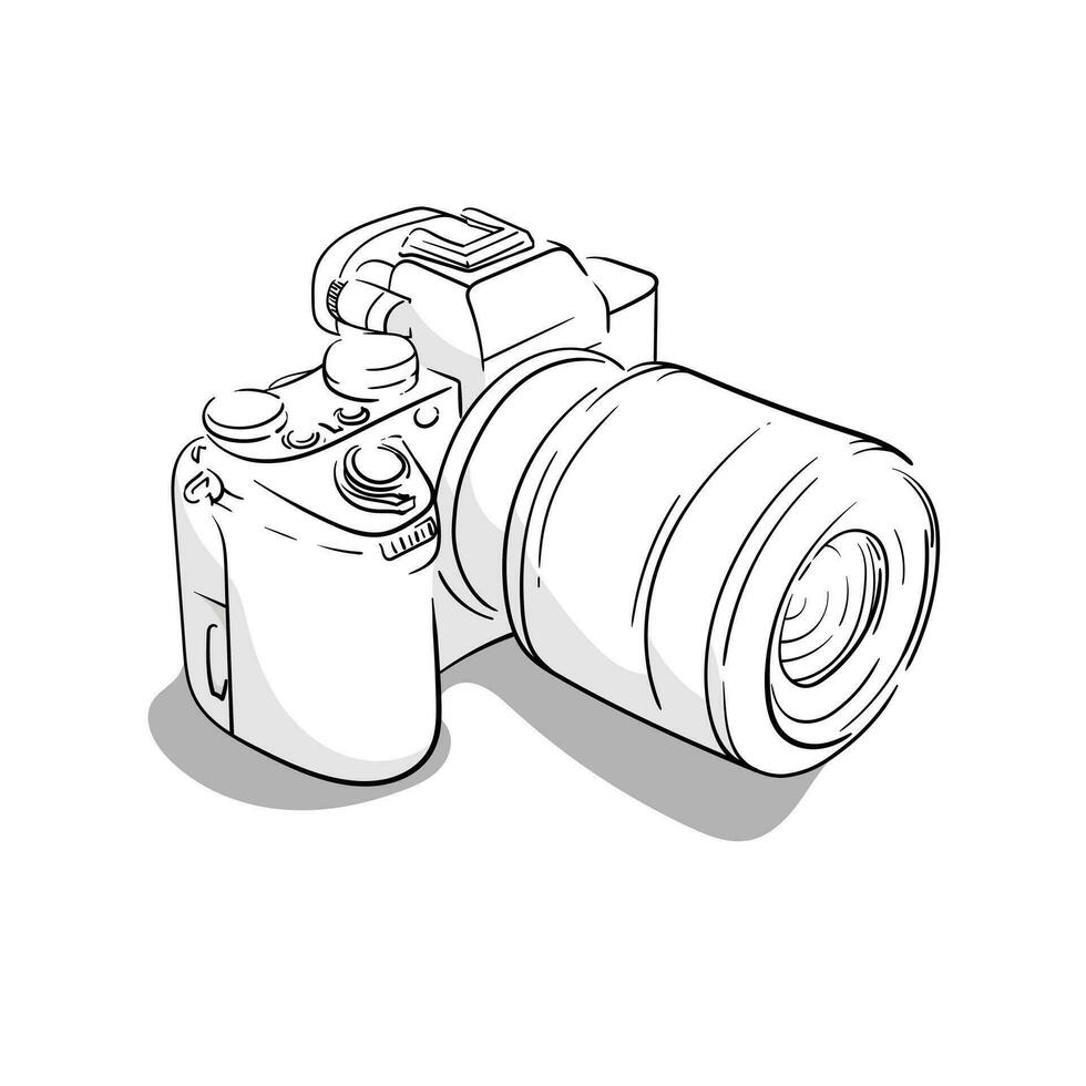 Line art of camera template design for world photography day campaign design vector