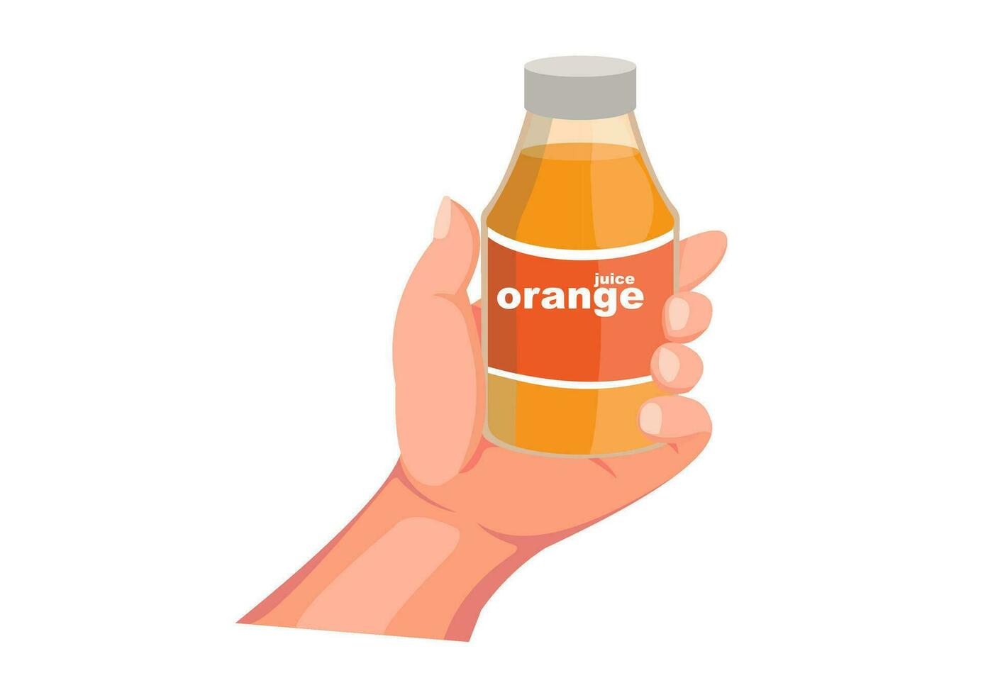 botella mano participación vitamina C naranja bebida vector