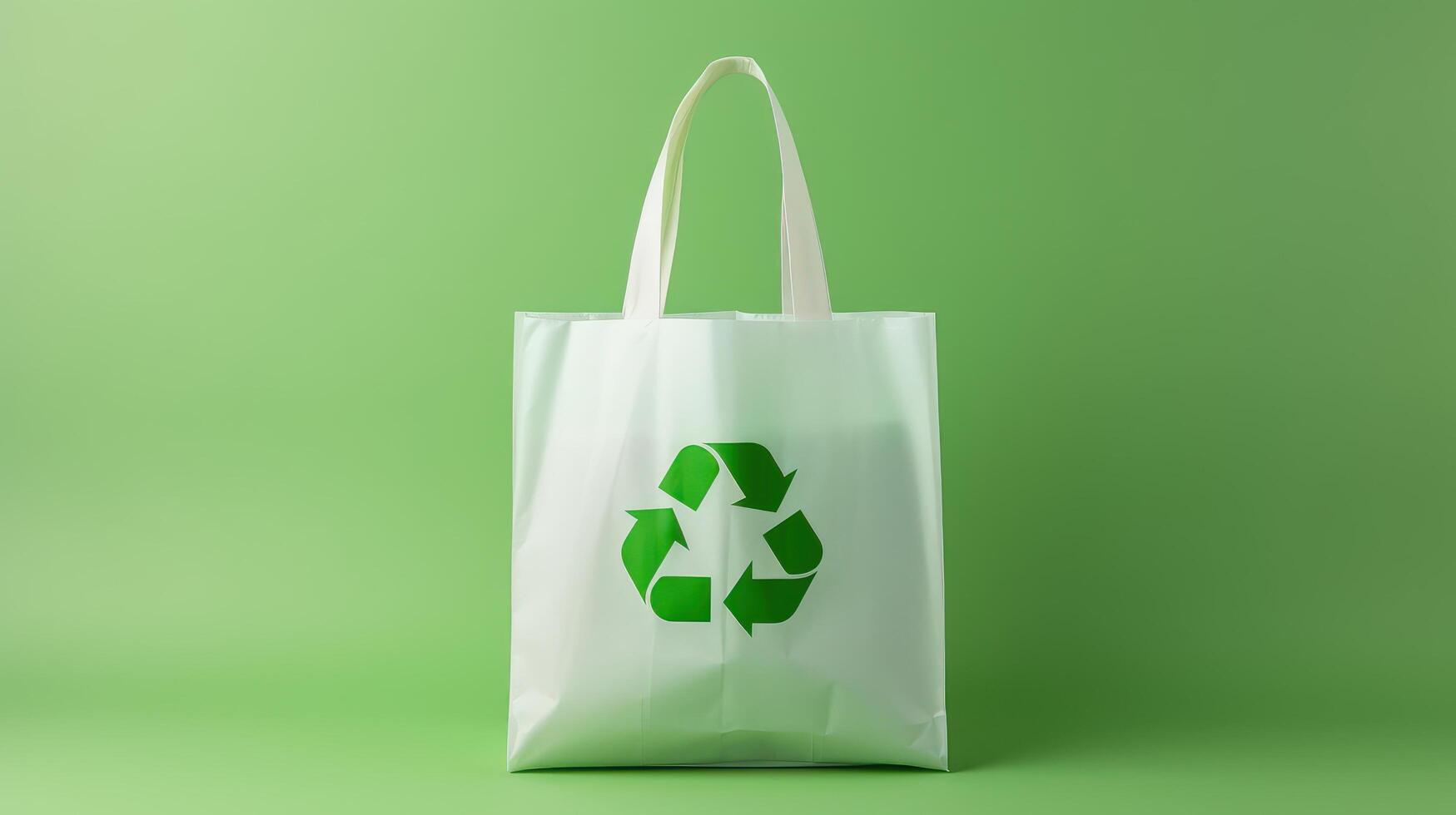 Eco Recycle Bag Background, No Plastic Bag Concept, Stop Using Disposable Package. photo