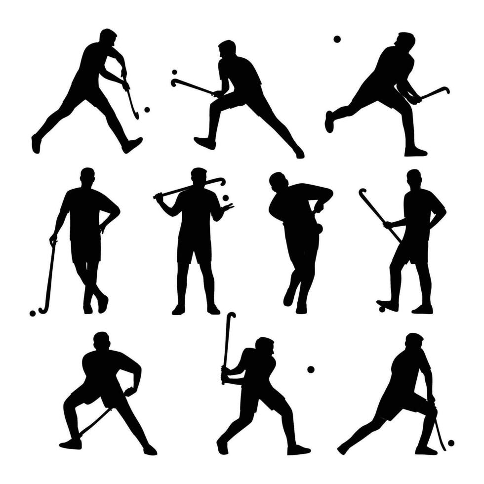 Field Hockey player character set. vector