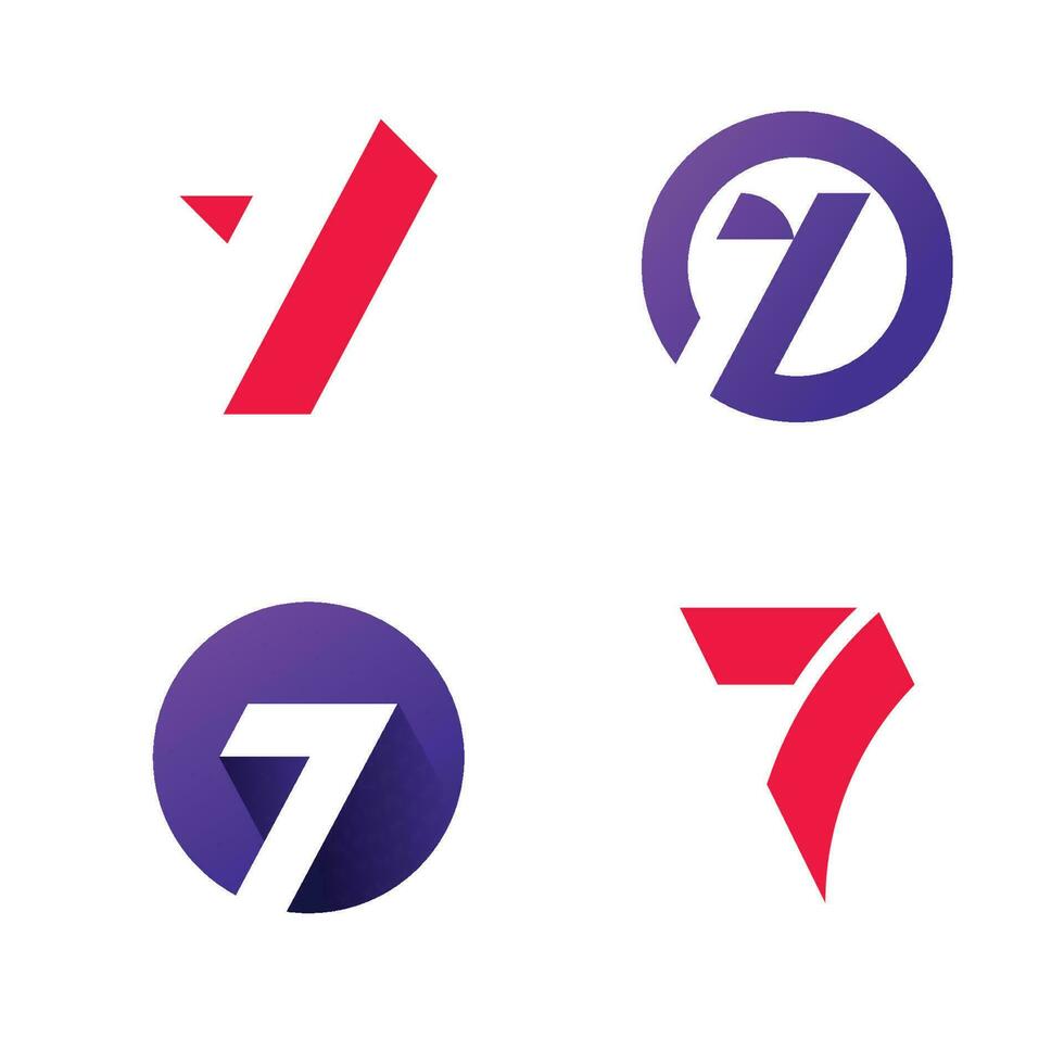 Number 7 logo icon design template vector