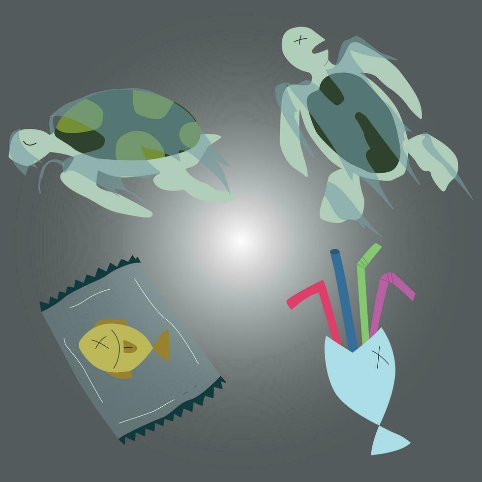 harmed animal, Marine life, World Environment Day vector