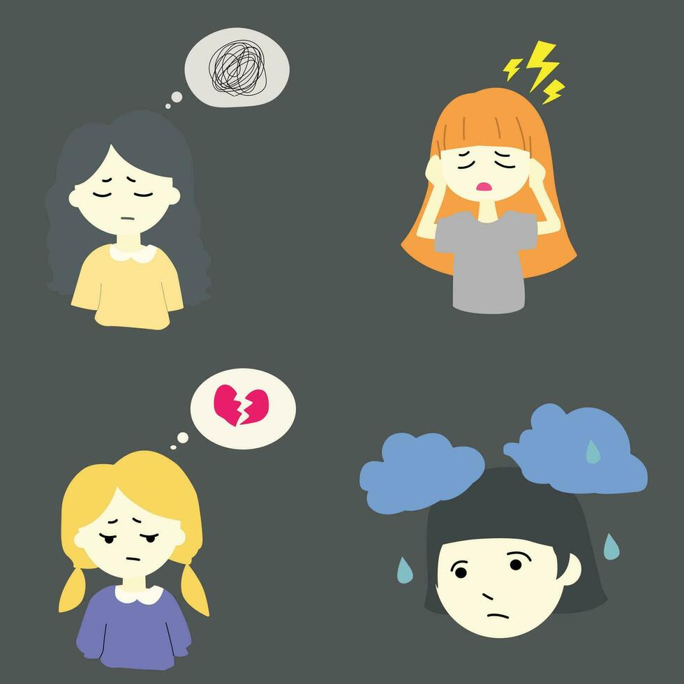 Mental Illness, depression,sad vector