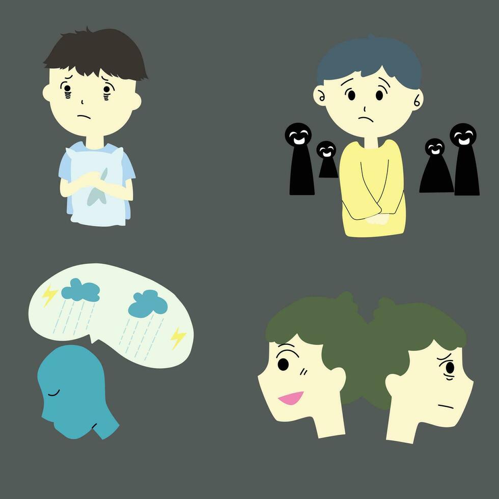 Mental Illness, depression,sad vector