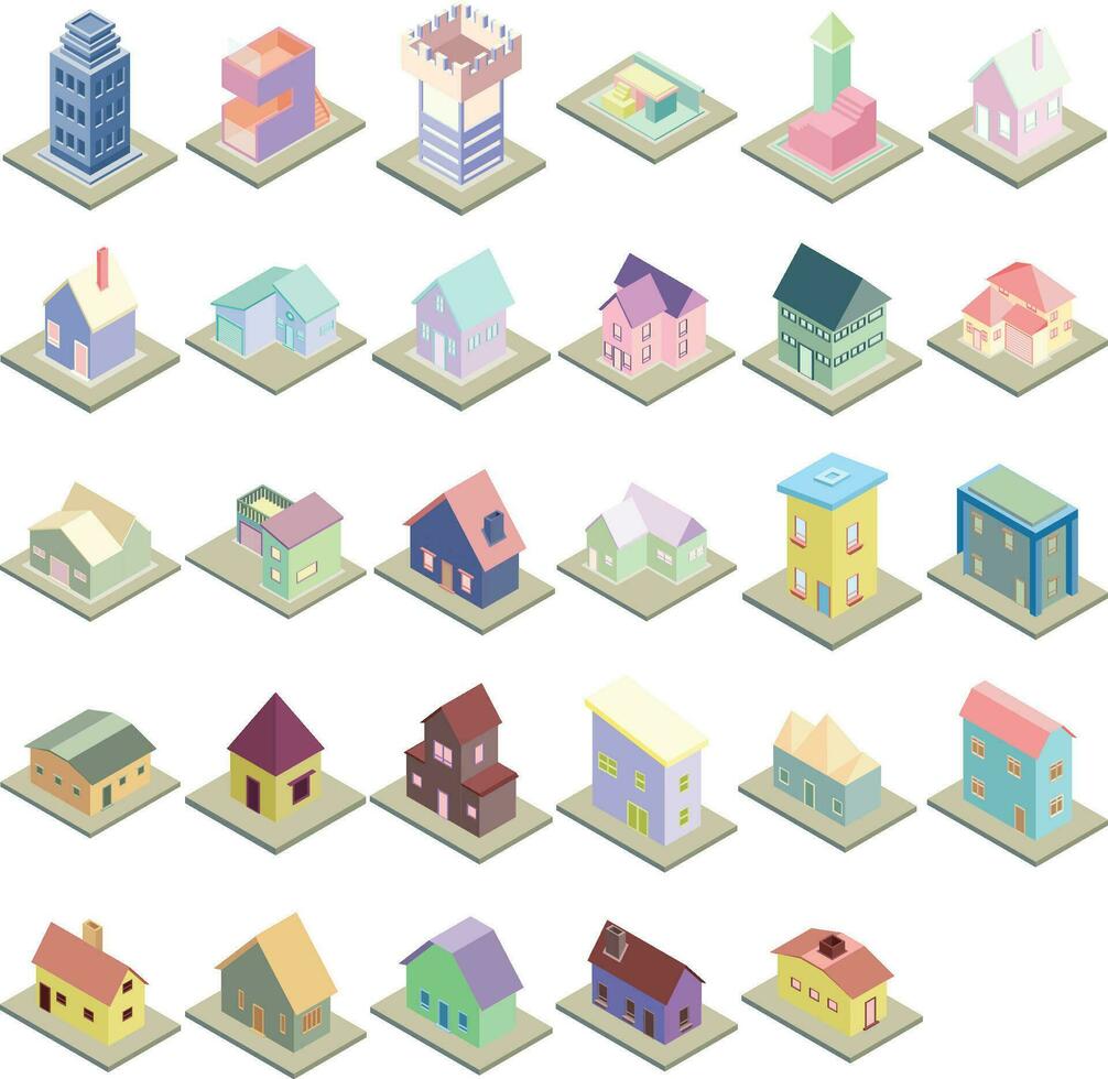 Flat Building Set Collection vector