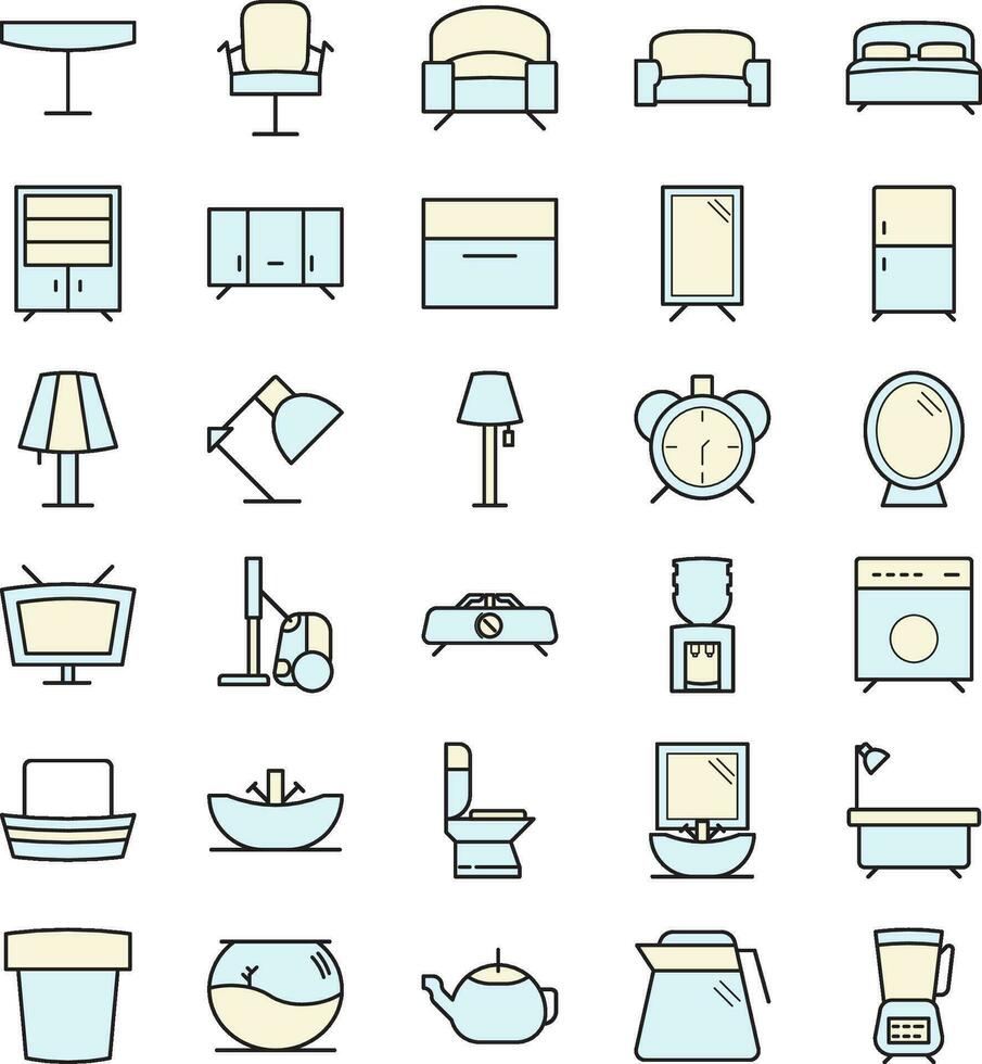 Furniture Element Icon Set Collection vector