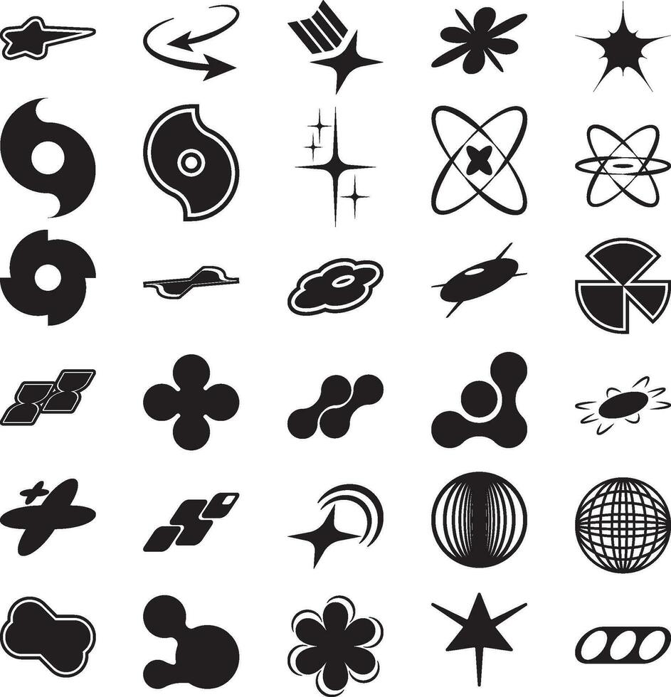 Element Y2k Set Collection Minimalist vector