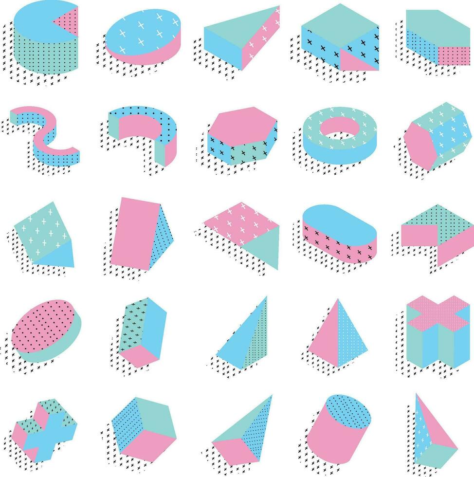 Geometric Memphis Element Set Collection vector