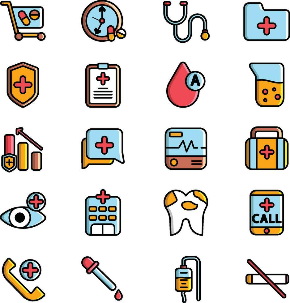 Icon Set Collection Medicine and Health vector