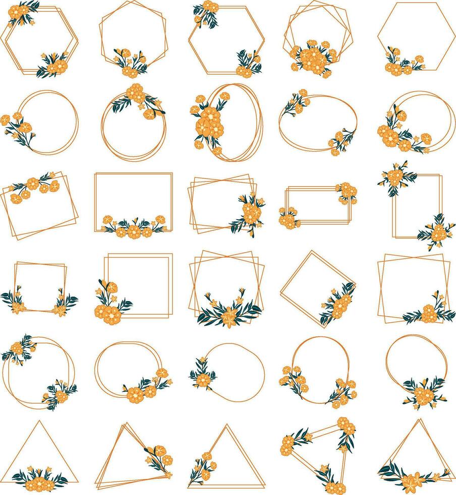 Frame Floral Aesthetic Set Element Collectio vector