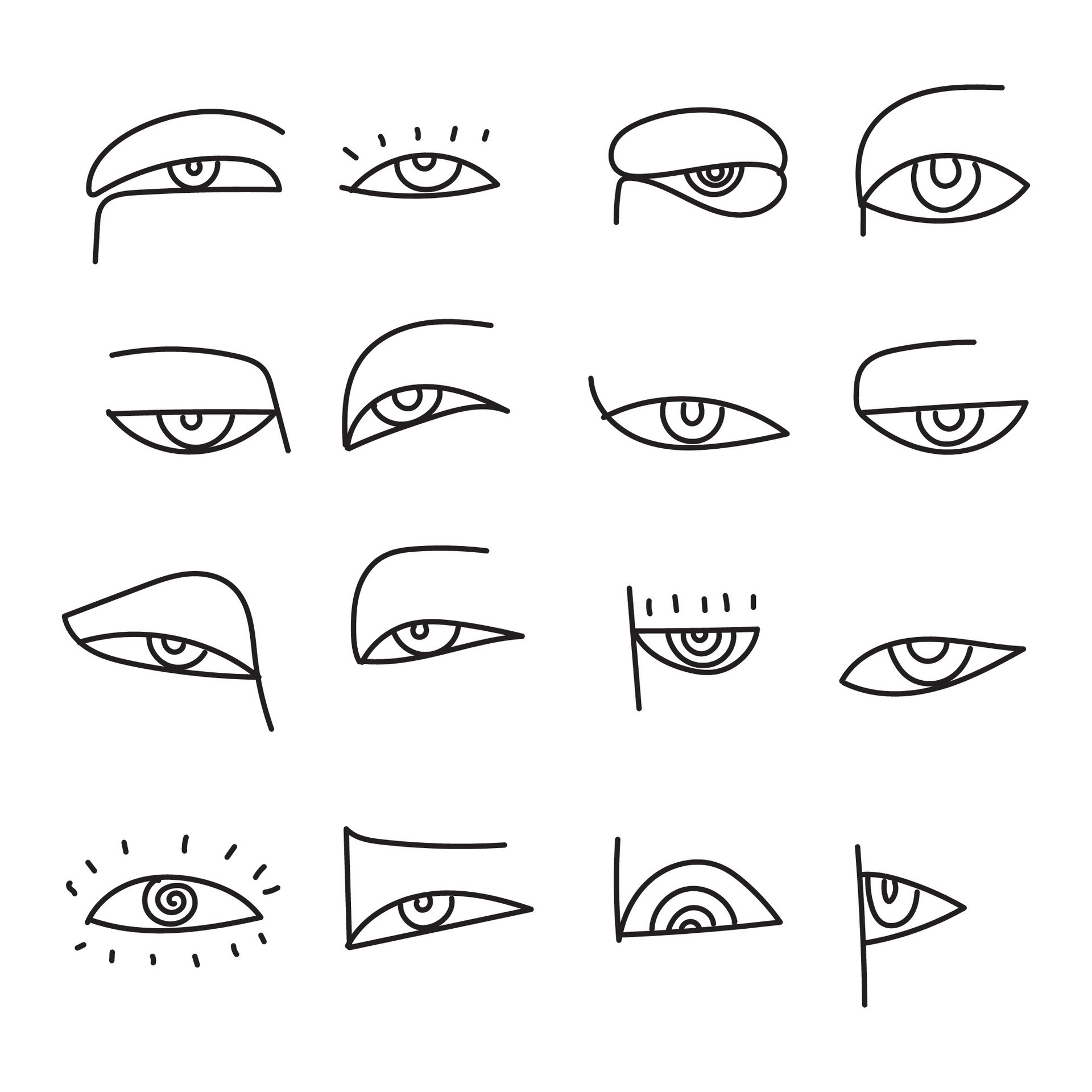 Various eyes icon set outline vector illustration. 25868704 Vector Art