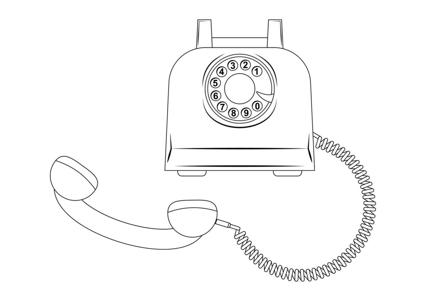 negro y blanco antiguo Clásico teléfono dibujos animados ilustración vector