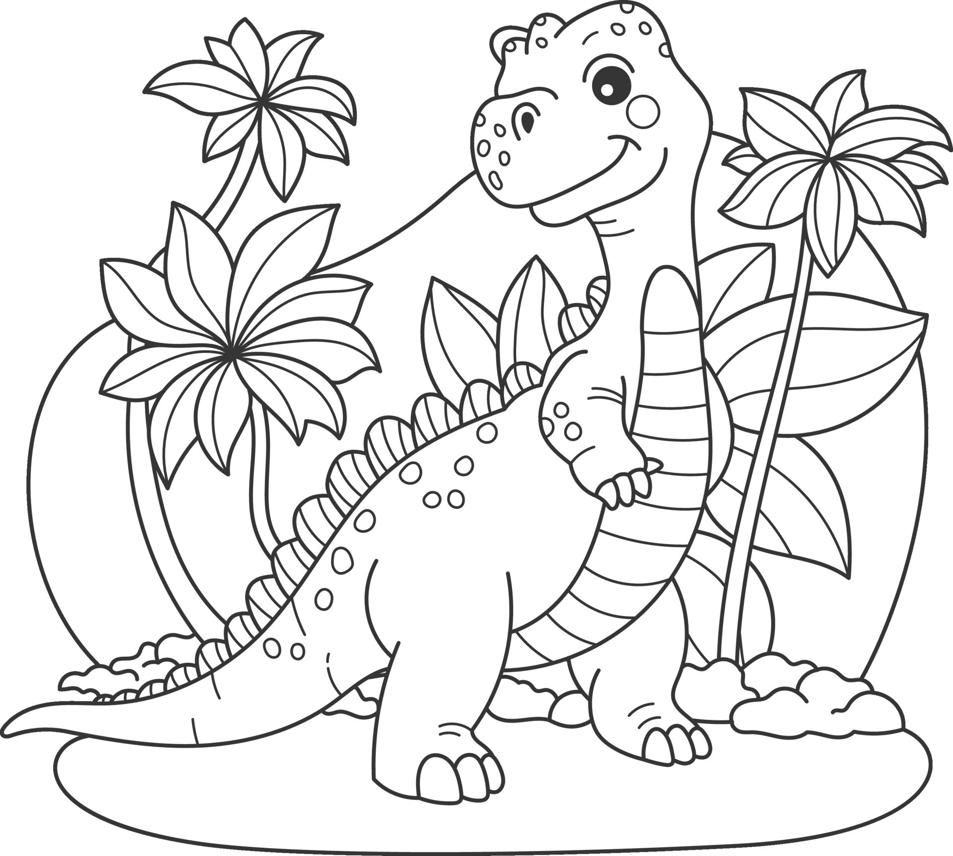 Vector illustration of dinosaur for coloring page and coloring book