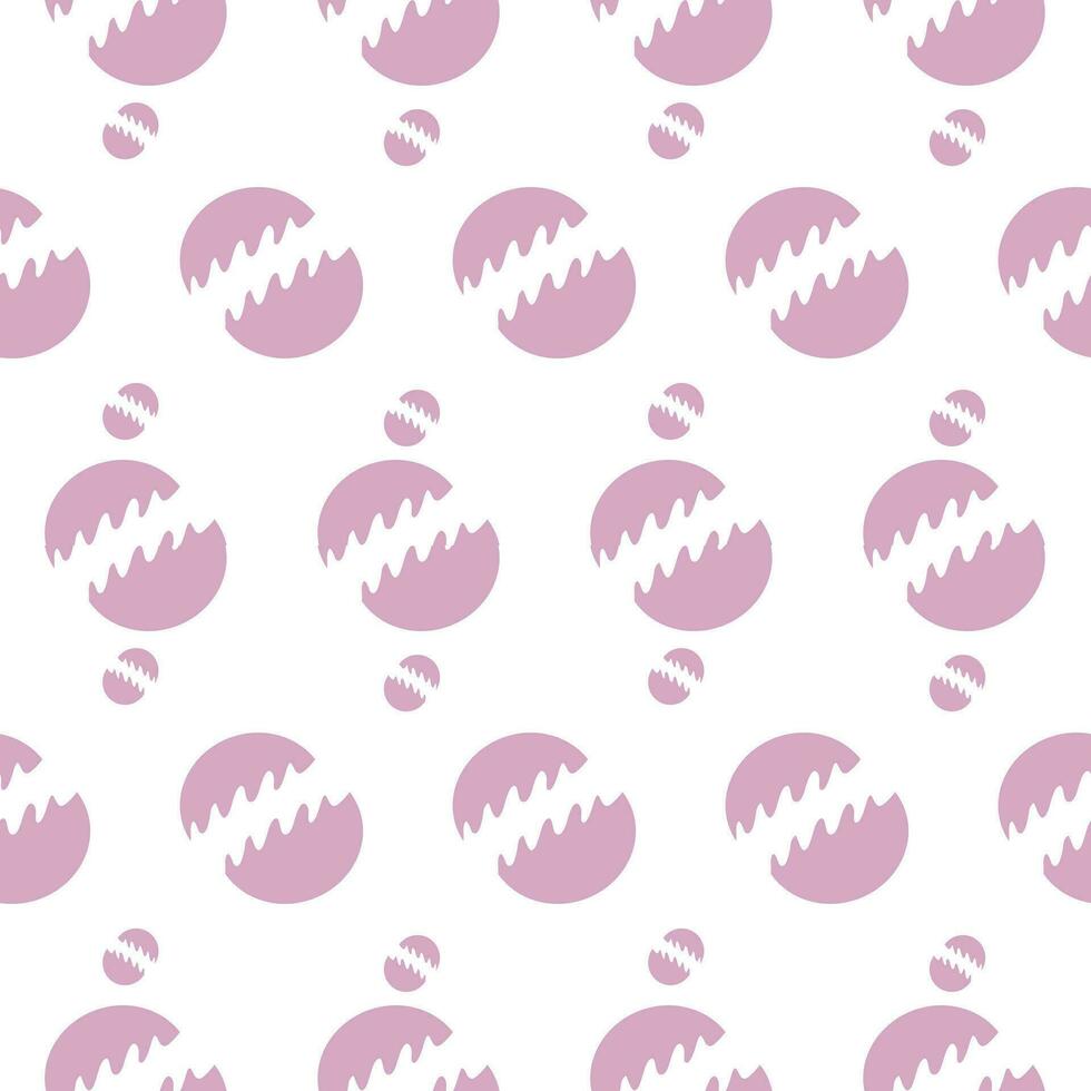 Seamless pattern with pink circular cut out wavy line. There are both small and large size on a white background. vector