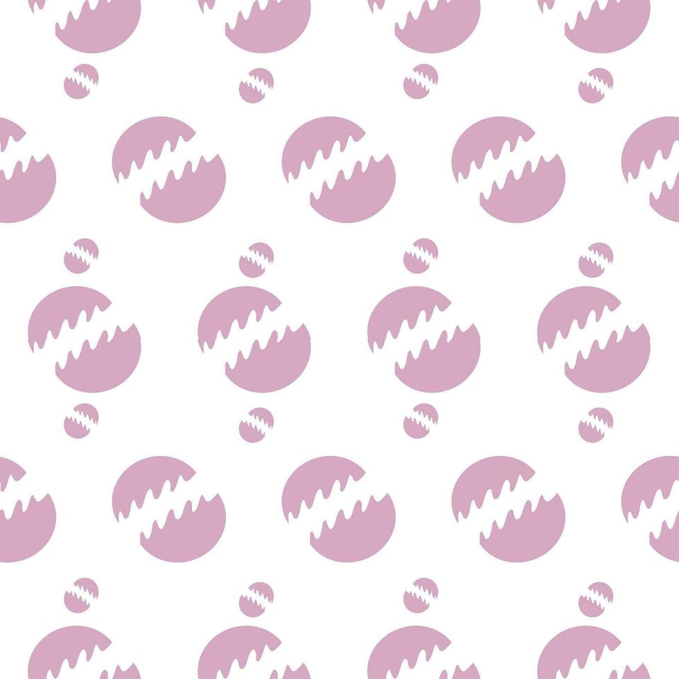 Seamless pattern with pink circular cut out wavy line. There are both small and large size on a white background. vector