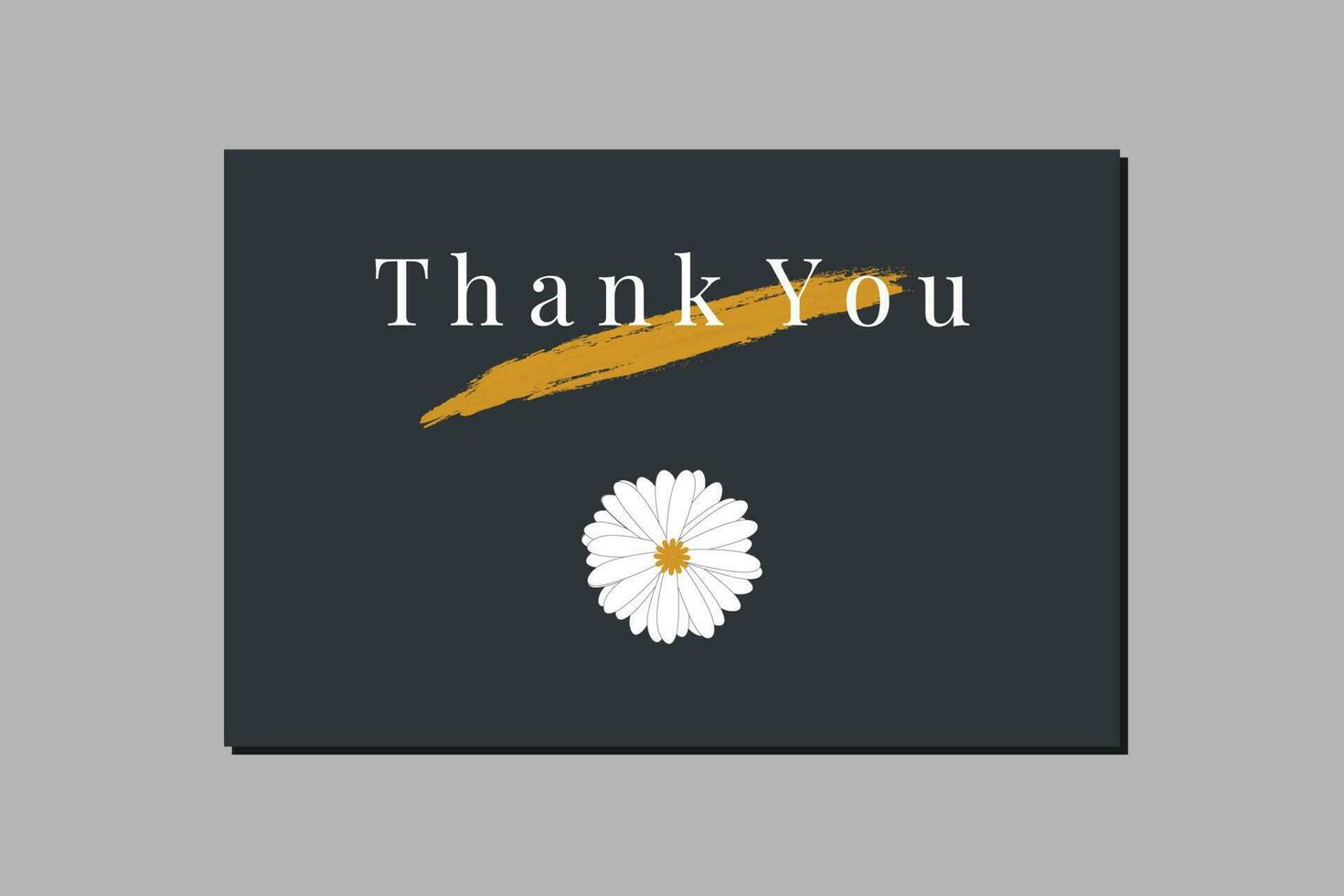 Thank you card template with brush stroke paint and chrysanthemum. Formal design with blue color. vector