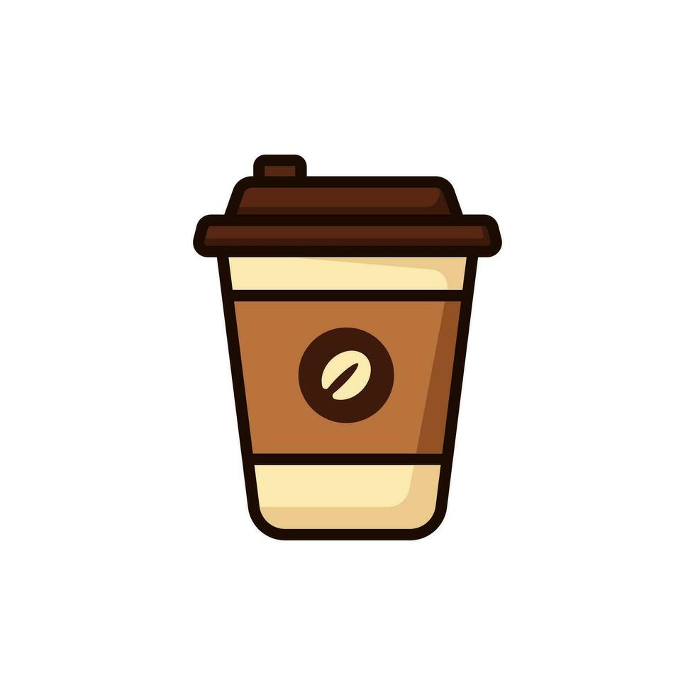 Takeaway coffee cup vector illustration in simple and cute design isolated on white background. Takeaway coffee cup cartoon.