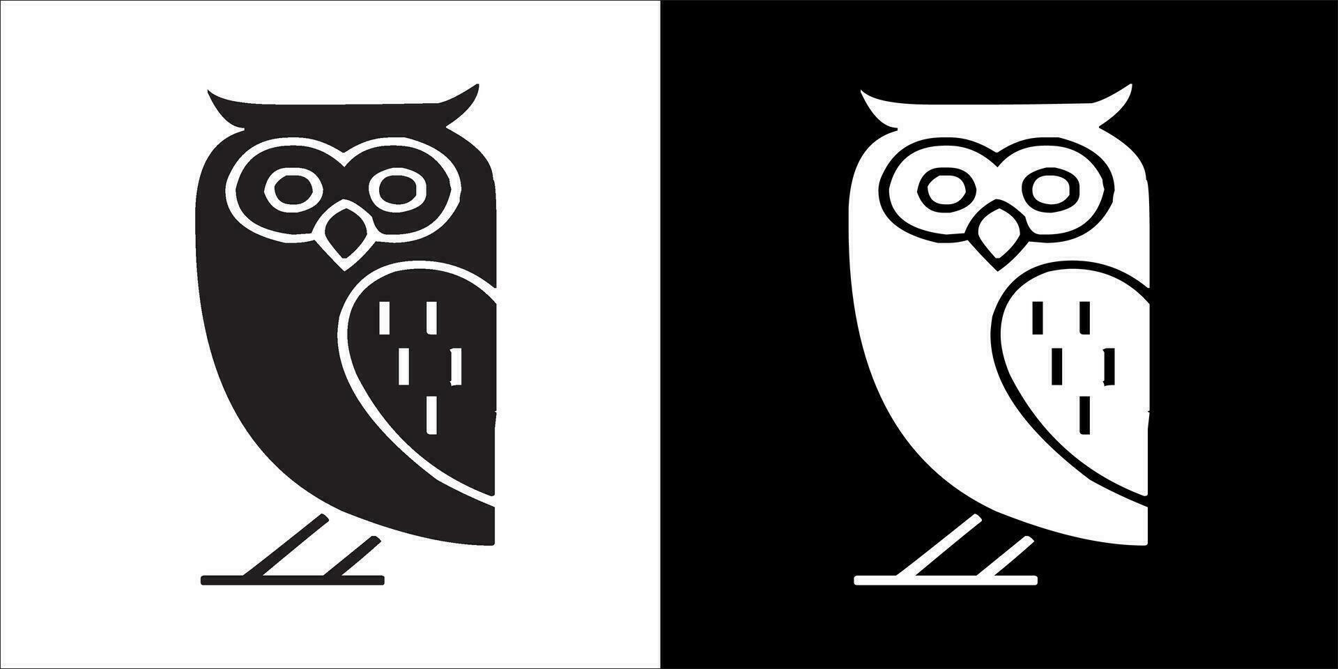 illustration vector graphic of owl, black and white color with transparent background