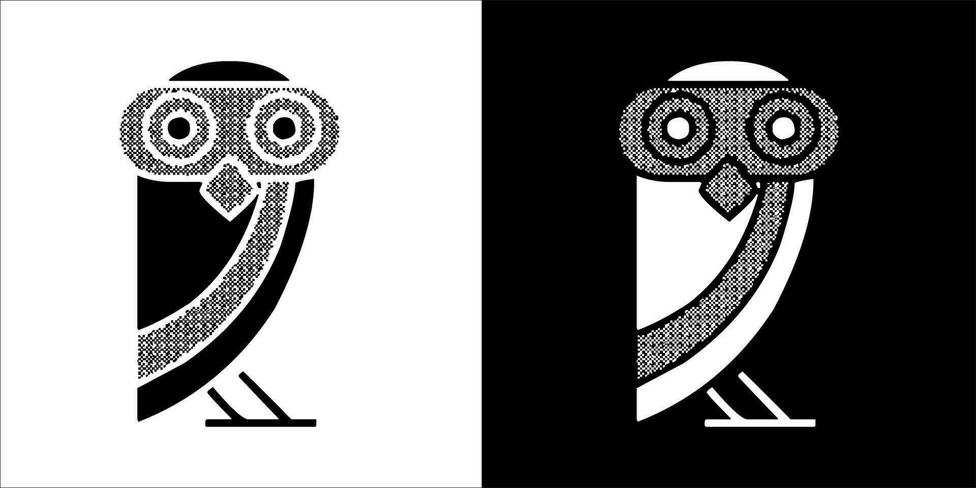 illustration, vector graphic of owl icon, in black and white, with transparent background