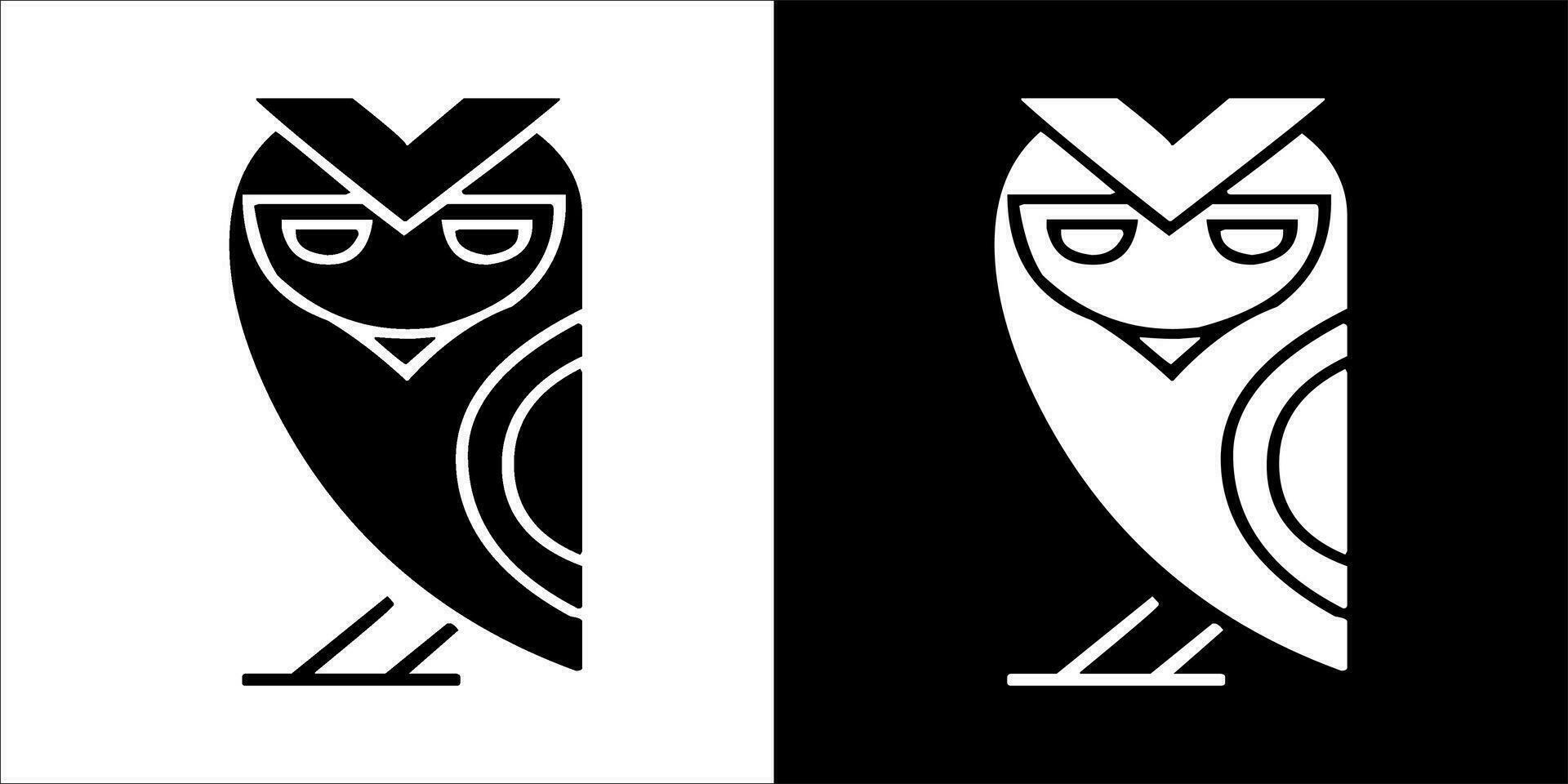 illustration, vector graphic of owl icon, in black and white, with transparent background