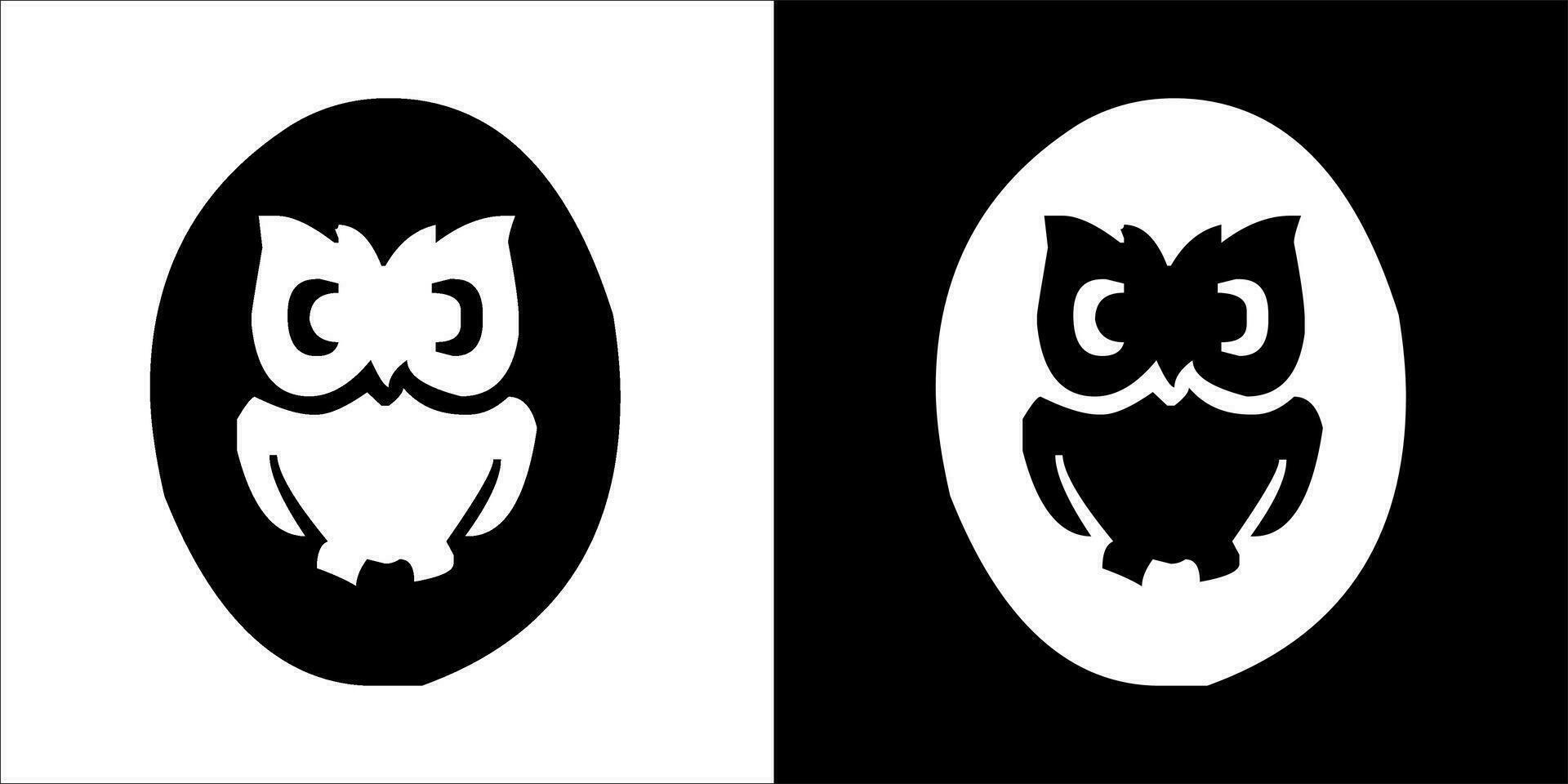 illustration, vector graphic of owl icon, in black and white, with transparent background