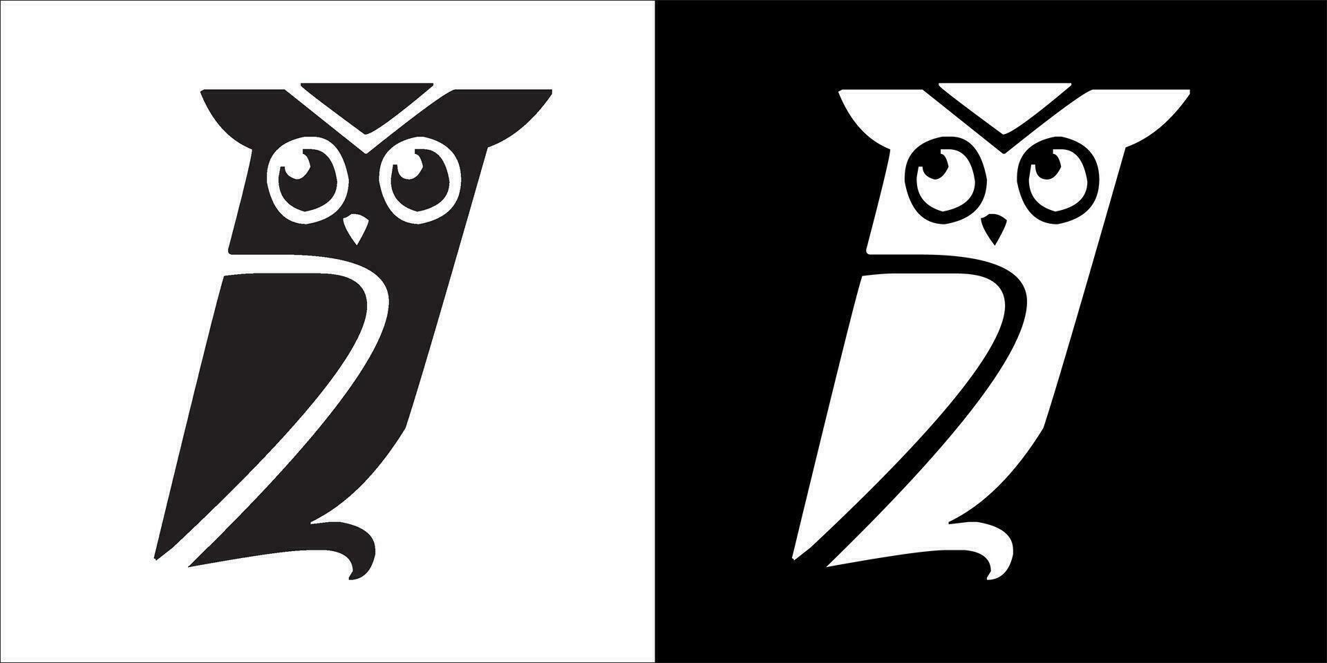 illustration, vector graphic of owl icon, in black and white, with transparent background