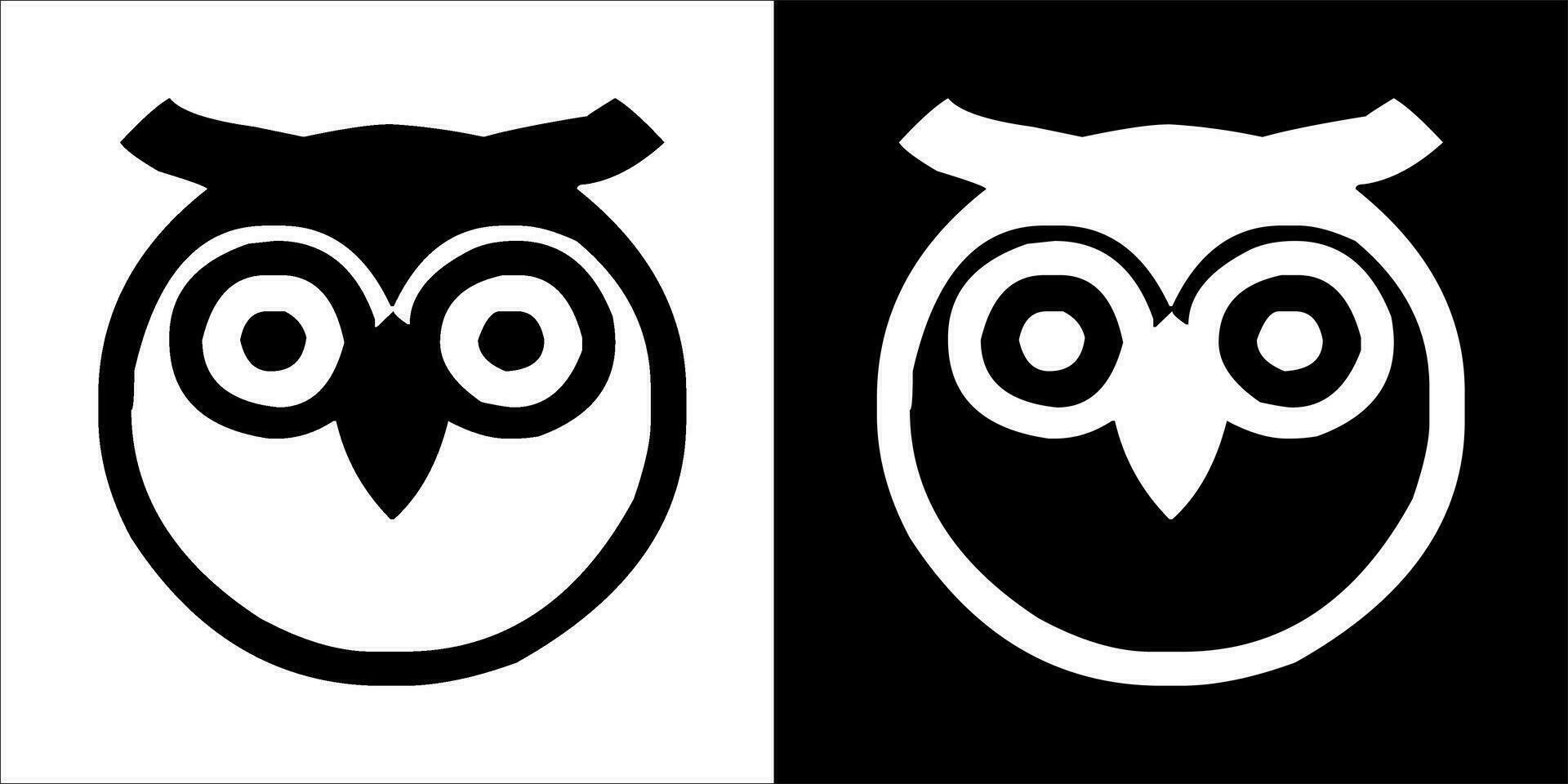 illustration, vector graphic of owl icon, in black and white, with transparent background