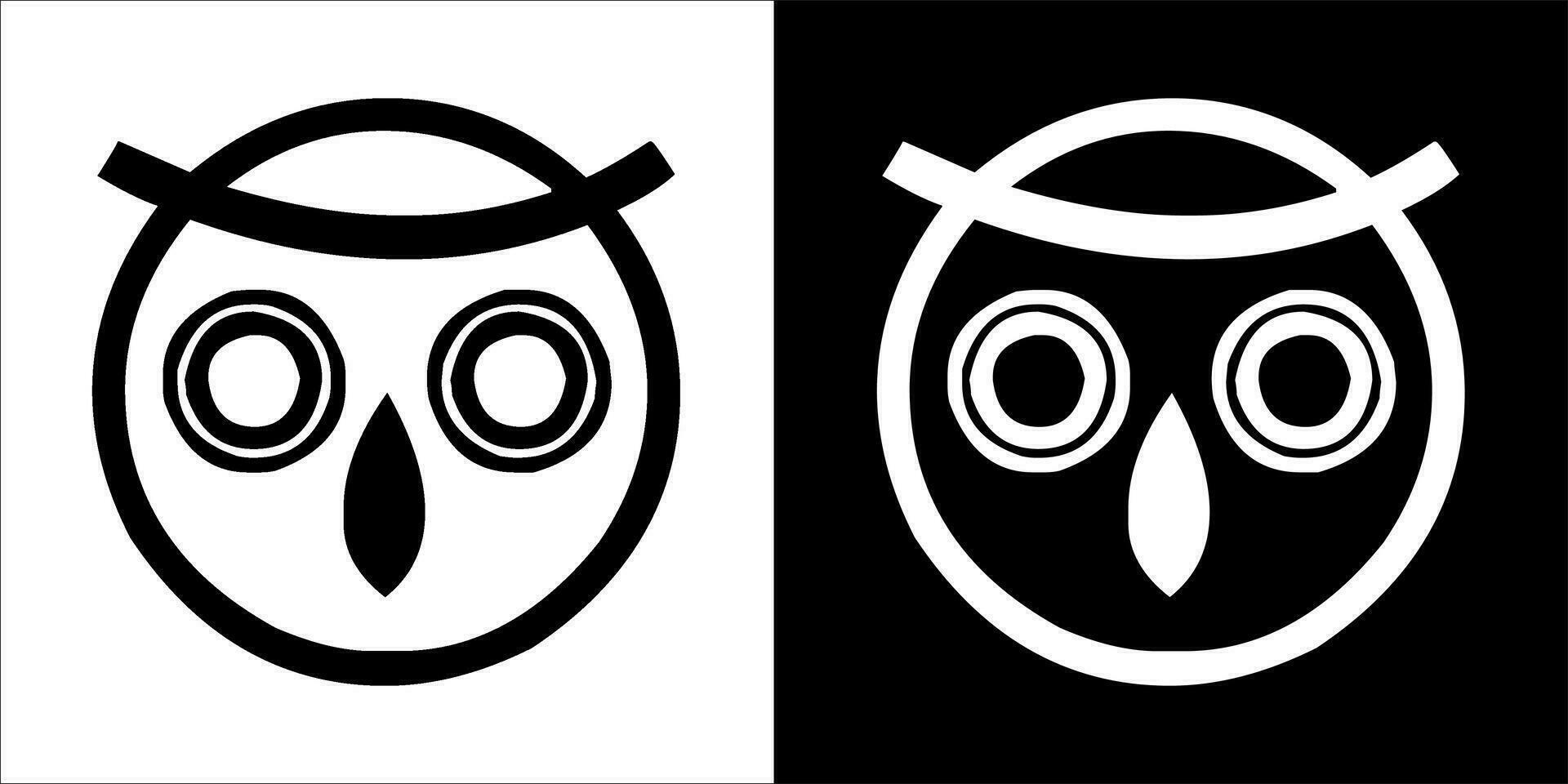 illustration, vector graphic of owl icon, in black and white, with transparent background