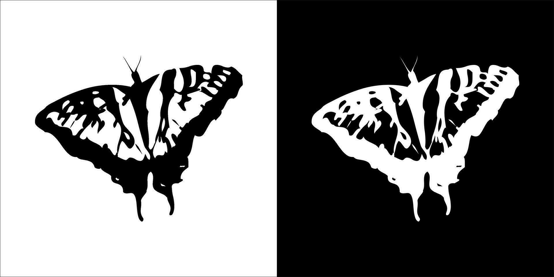 ilustración, vector gráfico de mariposa icono, en negro y blanco, con transparente antecedentes