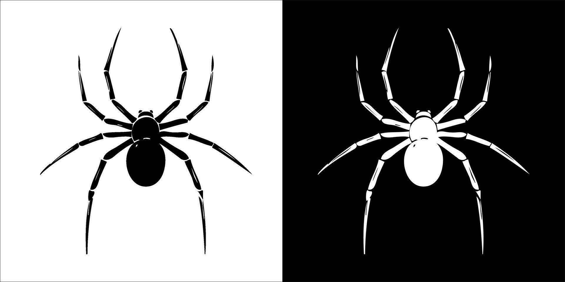 illustration, vector graphic of spider icon, in black and white, with transparent background