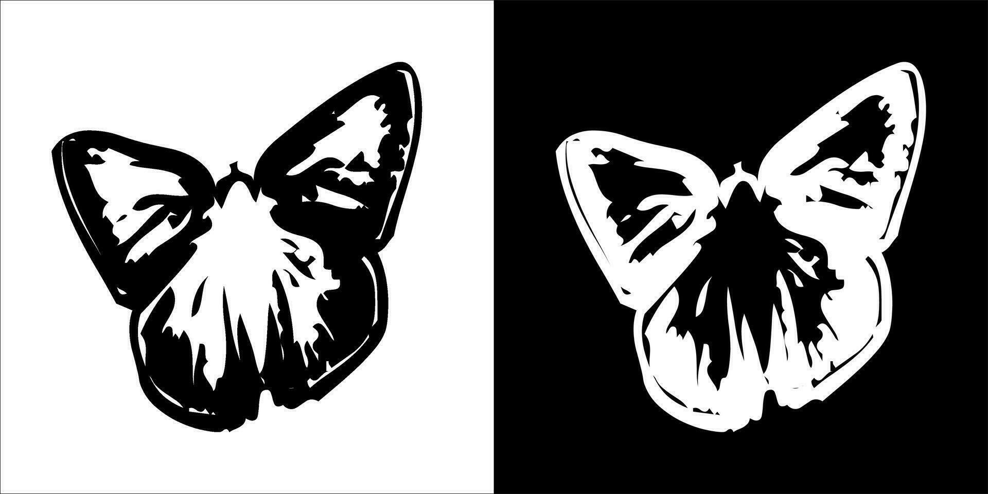 ilustración, vector gráfico de mariposa icono, en negro y blanco, con transparente antecedentes