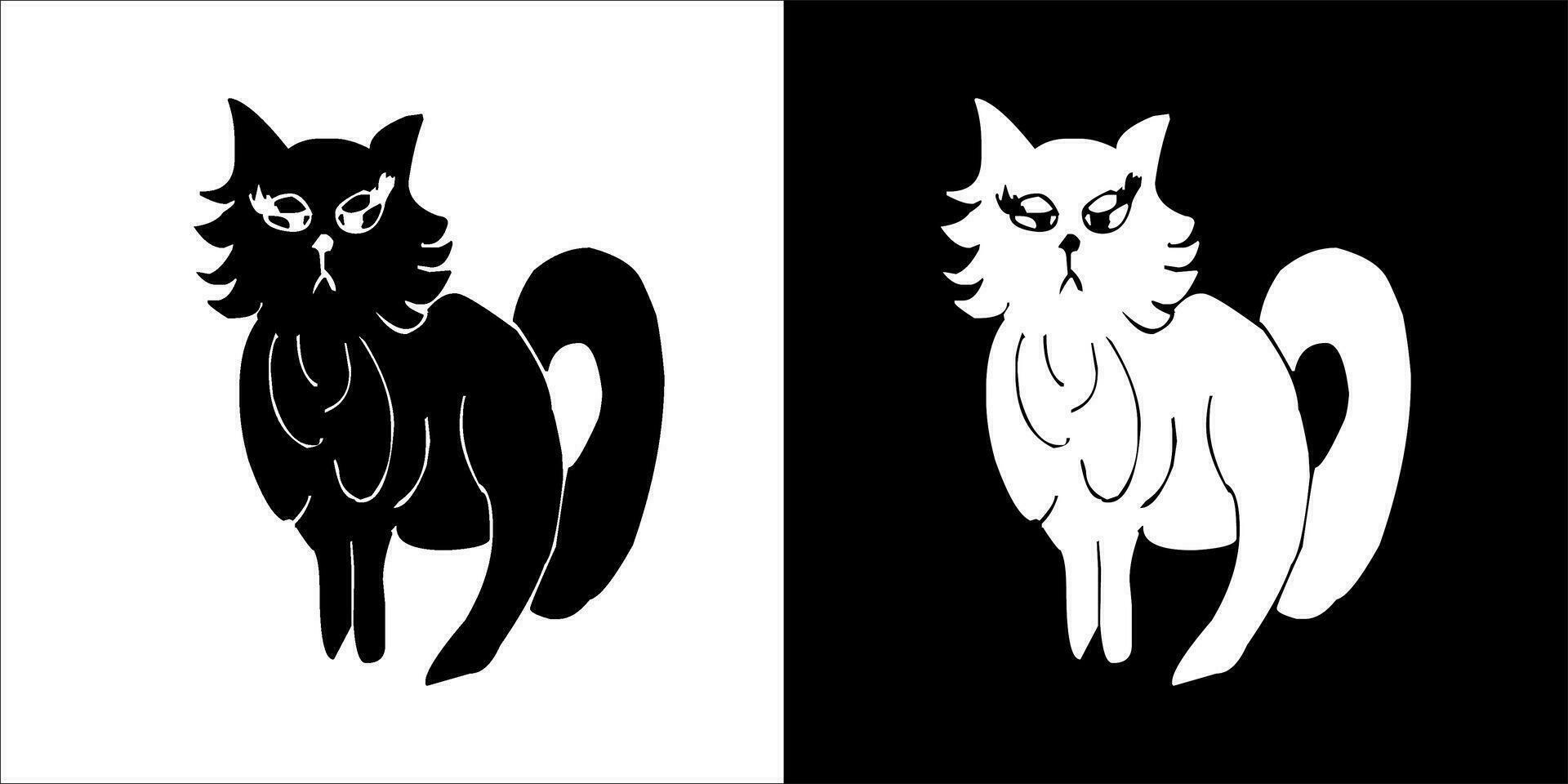 ilustración, vector gráfico de gato icono, negro y blanco color en transparente antecedentes