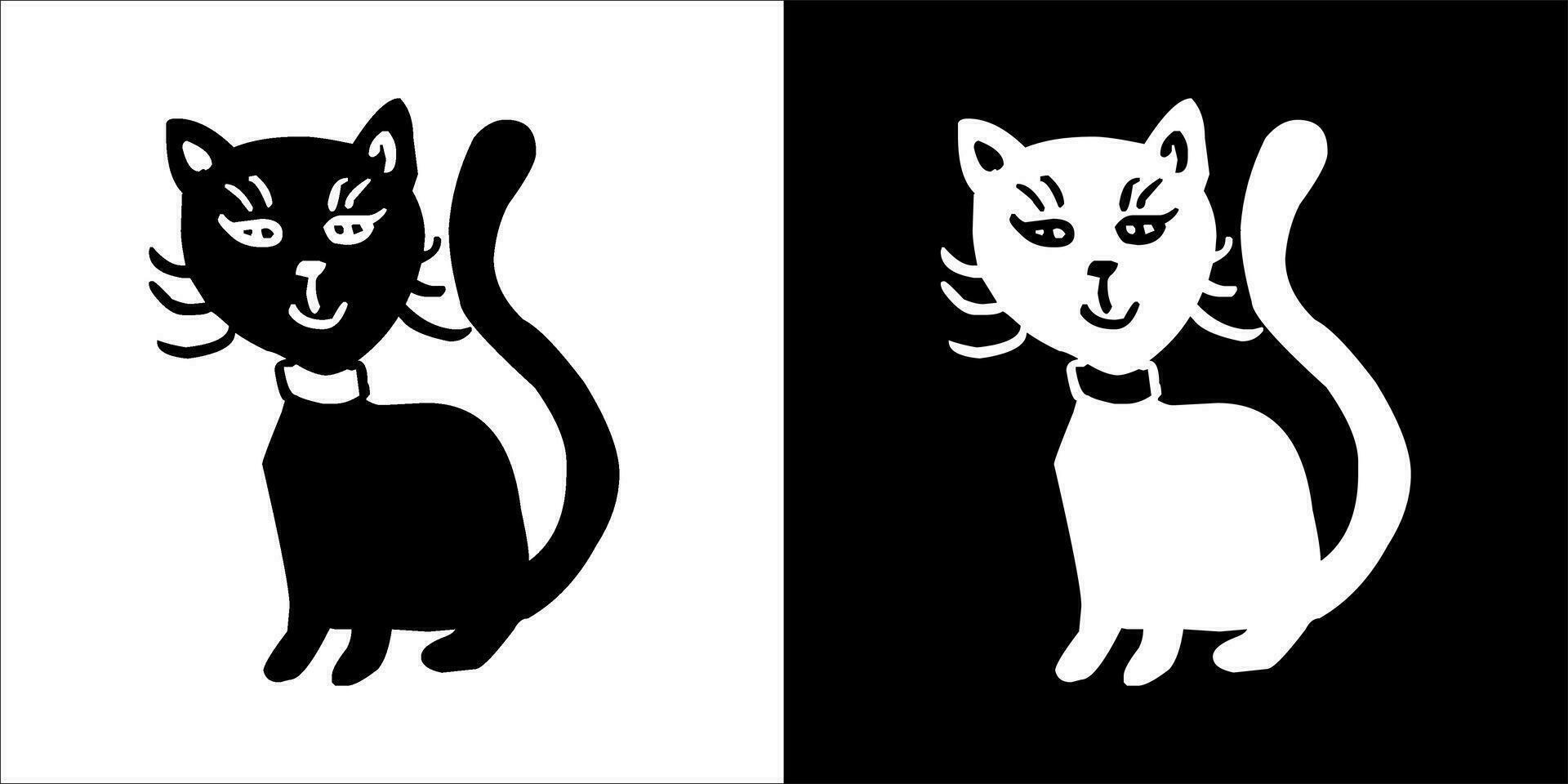 ilustración, vector gráfico de gato icono, negro y blanco color en transparente antecedentes