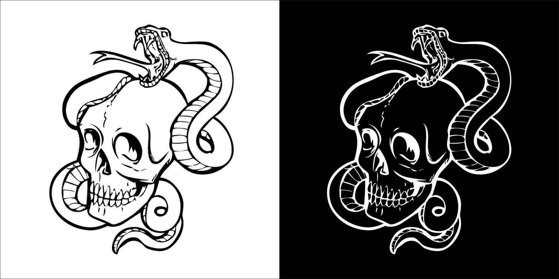 Illustration, vector graphic of snake icon, Black and white color on transparent background