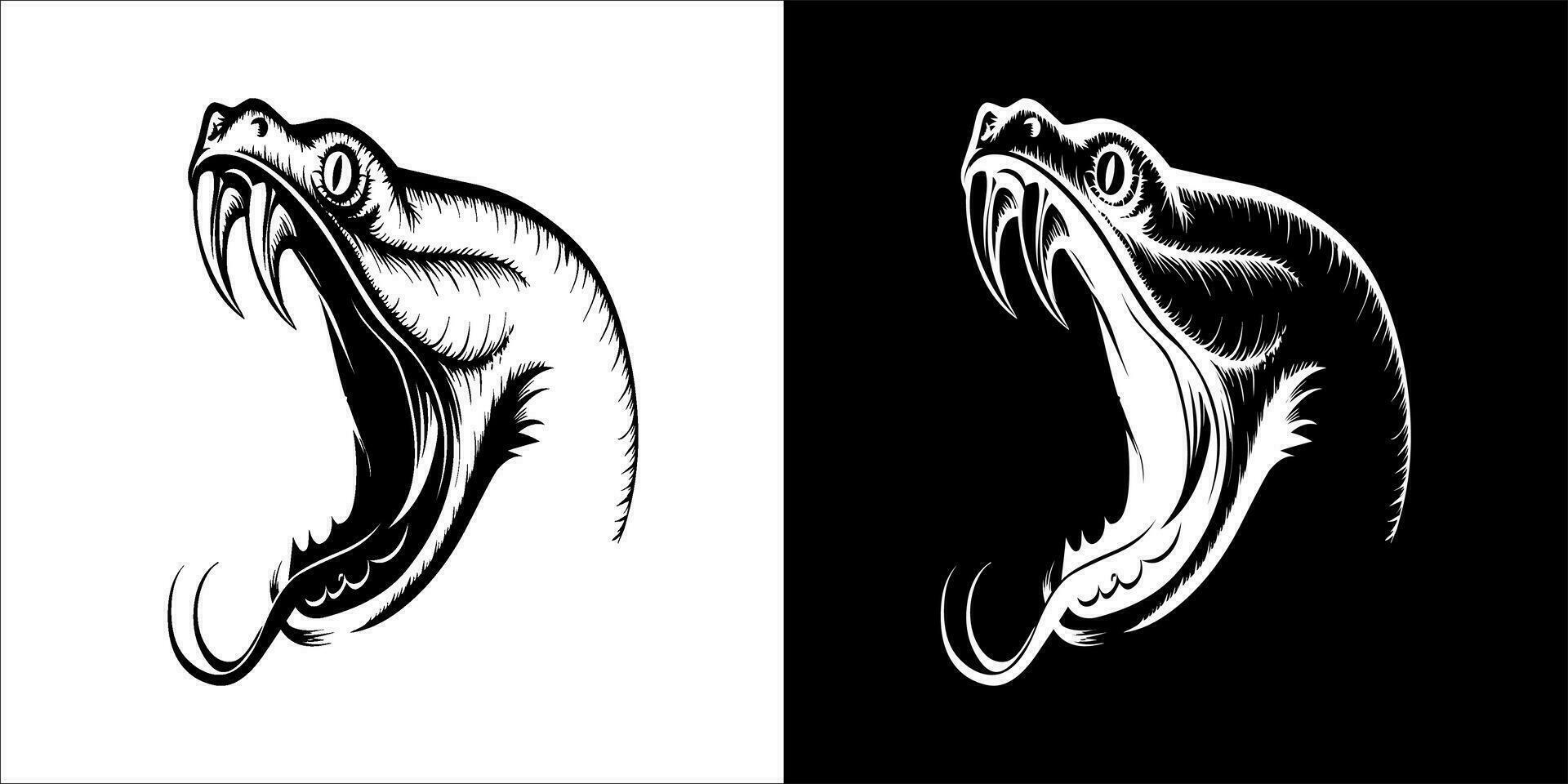 Illustration, vector graphic of snake icon, Black and white color on transparent background