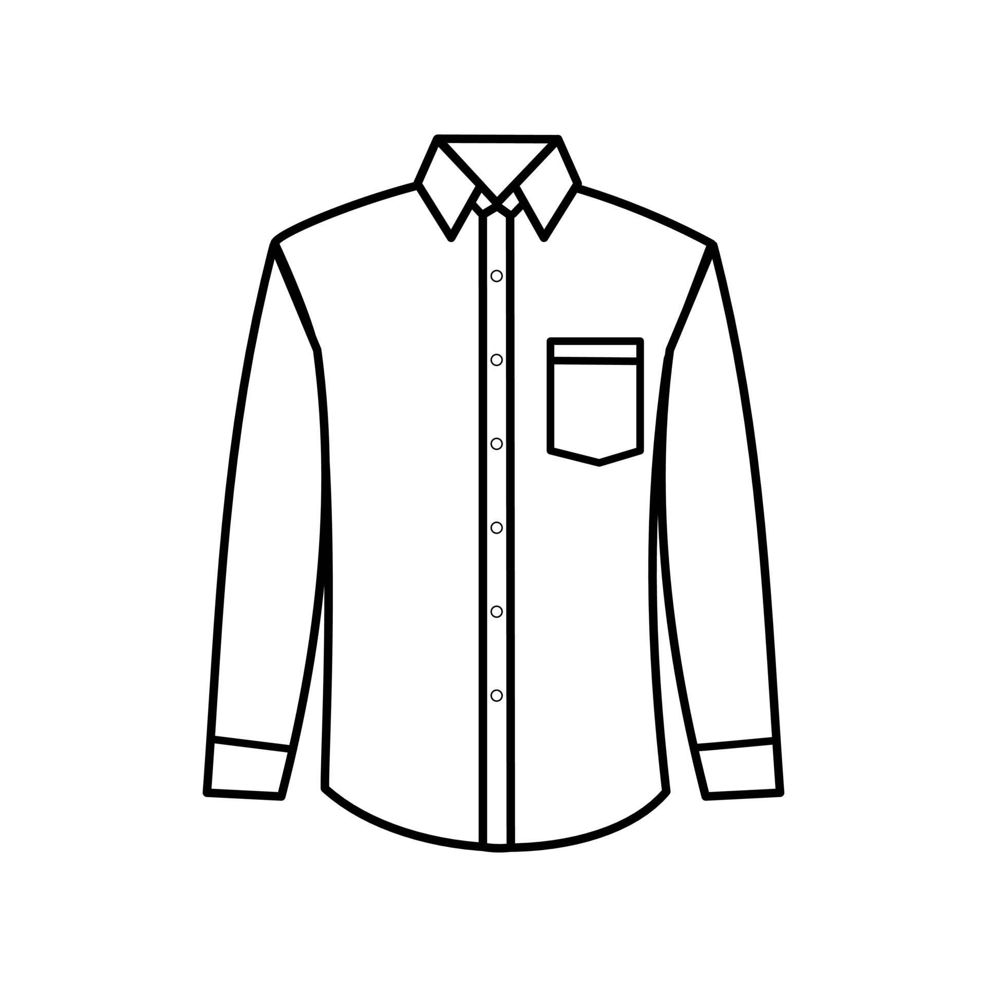 White Long Sleeve Shirt Vector for Template. Front View. Vector